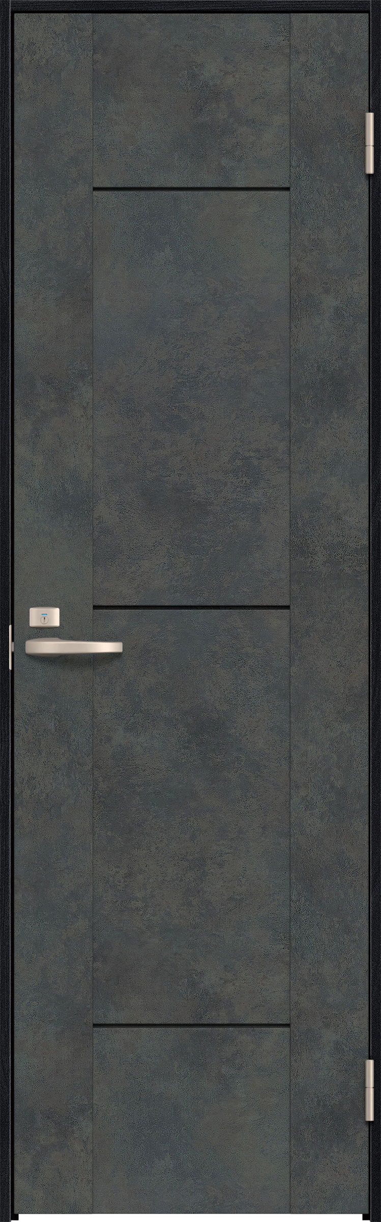 リビングドア　イエリア　トイレドア　扉セット　Ｂ９デザイン　７３５幅　２０００高　〈アイアンブラック柄〉　右開き　錠付　表示錠　Ｎスタンダード丁番