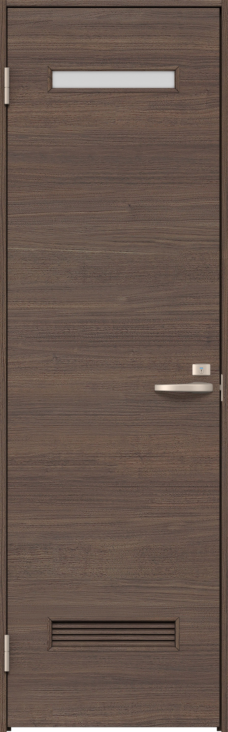 リビングドア　イエリア　トイレドア　扉セット　Ｙ８デザイン　７８０幅　２０００高　〈ダルブラウン柄〉　左開き　錠付　表示錠　Ｎスタンダード丁番