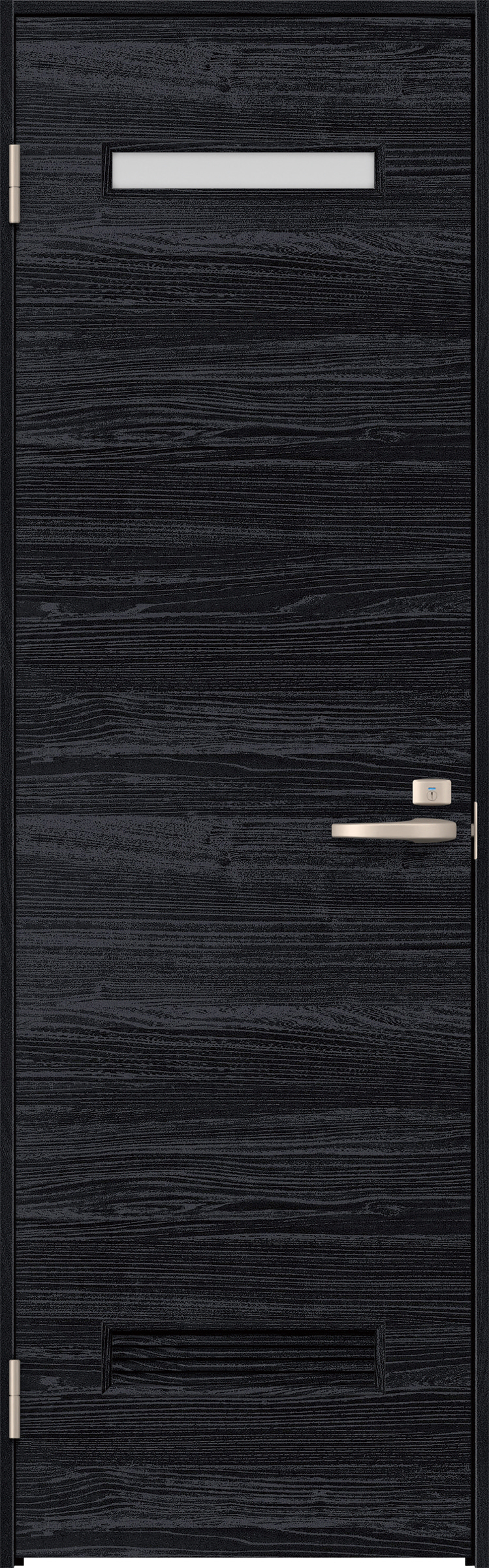 リビングドア　イエリア　トイレドア　扉セット　Ｙ８デザイン　７８０幅　２０００高　〈モスブラック柄〉　左開き　錠付　表示錠　Ｎスタンダード丁番