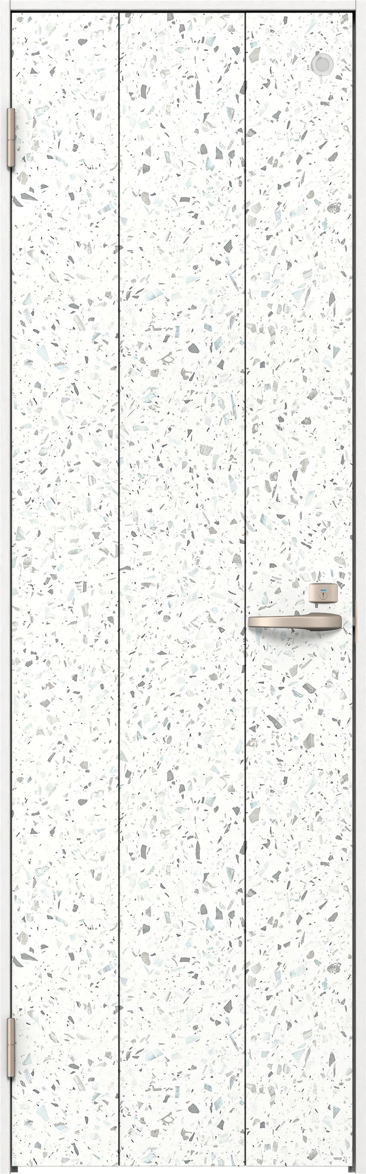 リビングドア　イエリア　トイレドア　扉セット　１Ｐデザイン　８５０幅　２０００高　〈テラゾホワイト柄〉　左開き　錠付　表示錠　Ｎスタンダード丁番
