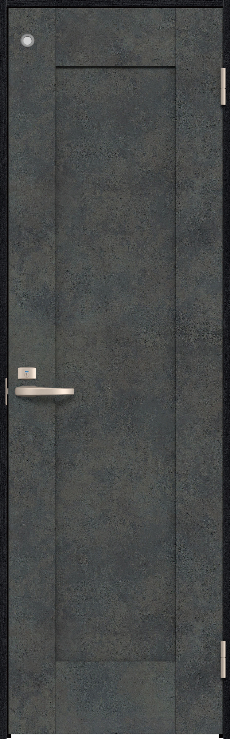 リビングドア　イエリア　トイレドア　扉セット　３８デザイン　８５０幅　２０００高　〈アイアンブラック柄〉　右開き　錠付　表示錠　Ｎスタンダード丁番