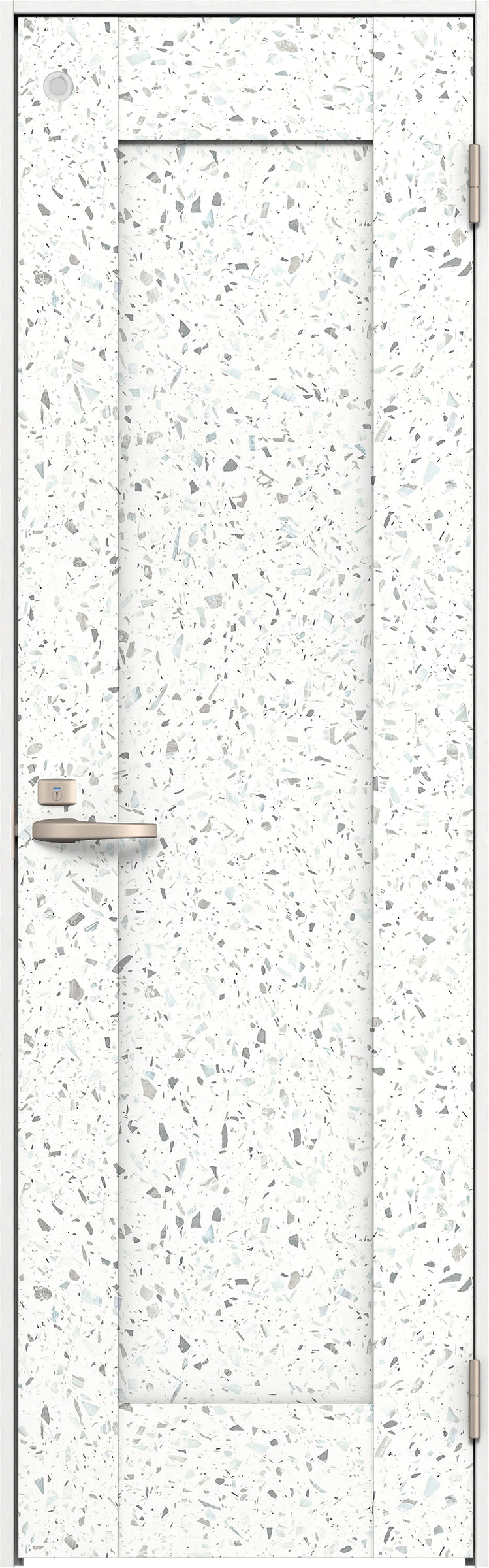 リビングドア　イエリア　トイレドア　扉セット　３８デザイン　８５０幅　２０００高　〈テラゾホワイト柄〉　右開き　錠付　表示錠　Ｎスタンダード丁番