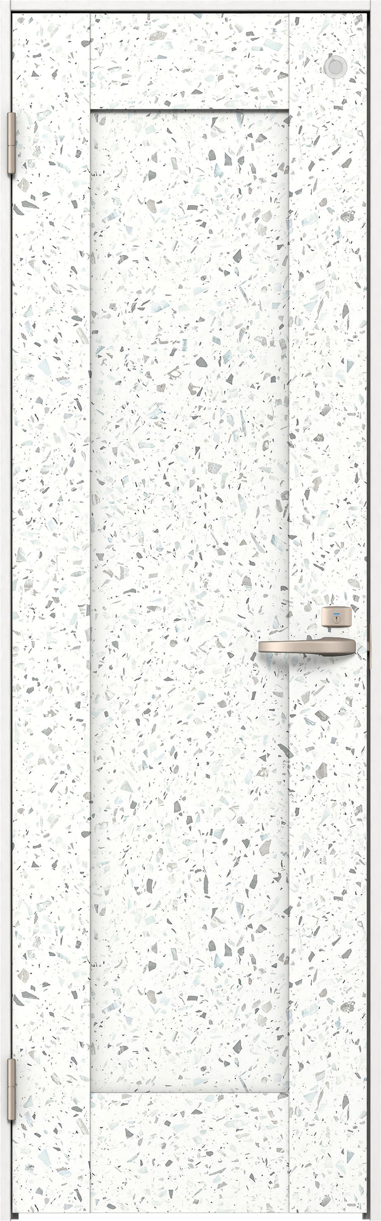 リビングドア　イエリア　トイレドア　扉セット　３８デザイン　８５０幅　２０００高　〈テラゾホワイト柄〉　左開き　錠付　表示錠　Ｎスタンダード丁番