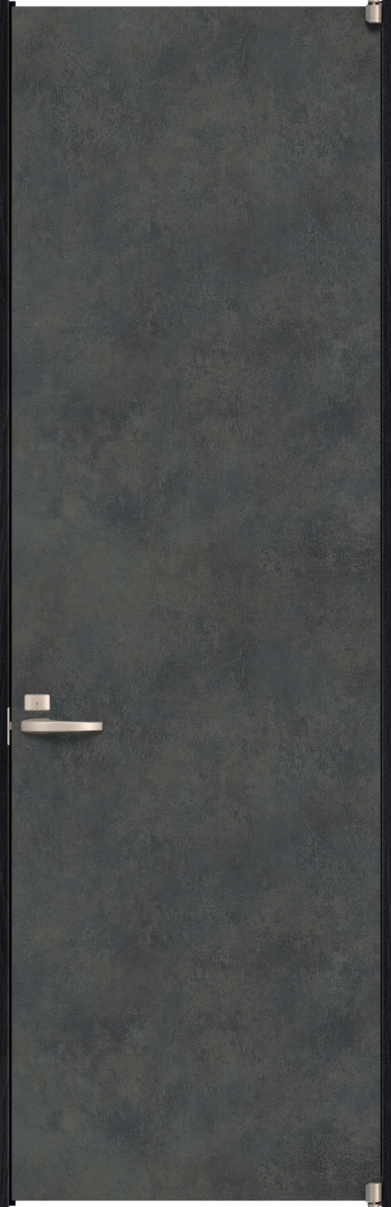 リビングドア　イエリア　二方枠ドア　扉セット　００デザイン　７８０幅　２４００高　〈アイアンブラック柄〉　右開き　錠付　間仕切錠　ピボット丁番