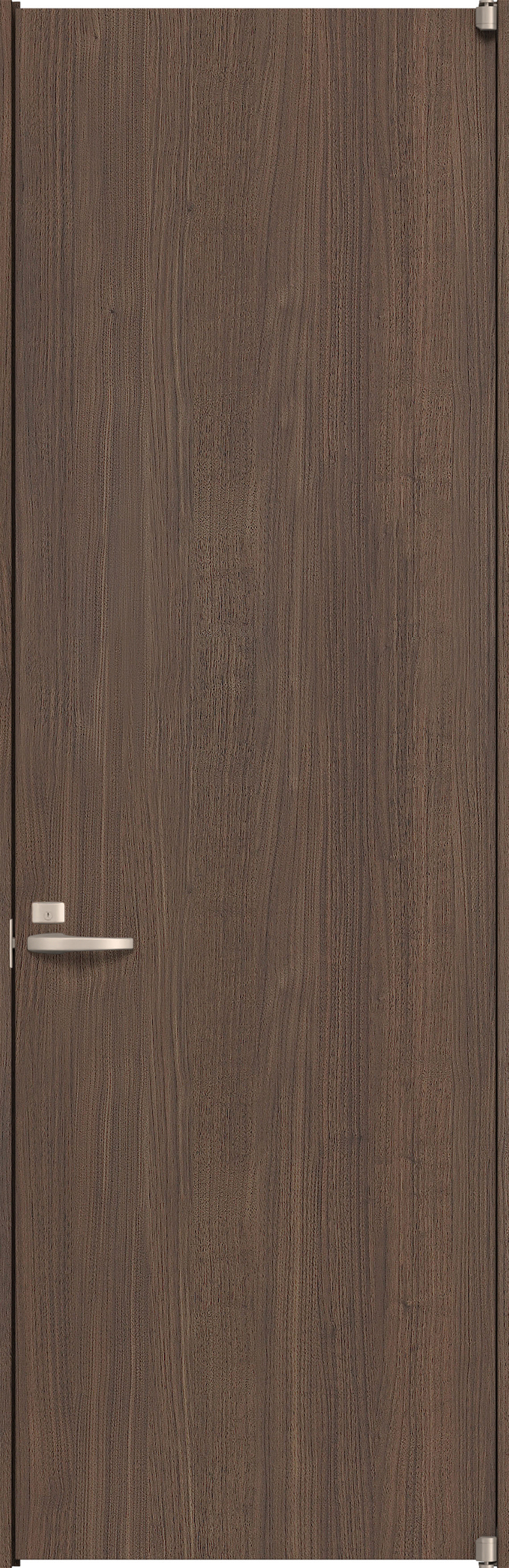 リビングドア　イエリア　二方枠ドア　扉セット　００デザイン　７３５幅　２４００高　〈ダルブラウン柄〉　右開き　錠付　間仕切錠　ピボット丁番