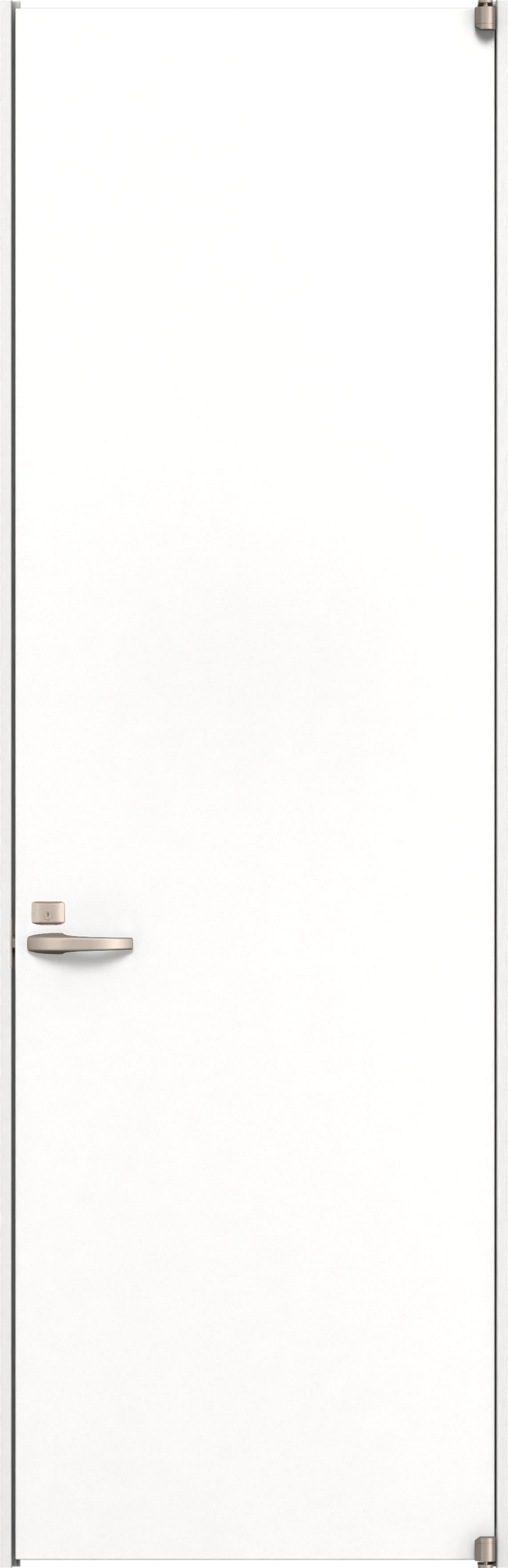 リビングドア　イエリア　二方枠ドア　扉セット　００デザイン　８５０幅　２４００高　〈パウダーホワイト柄〉　右開き　錠付　間仕切錠　ピボット丁番