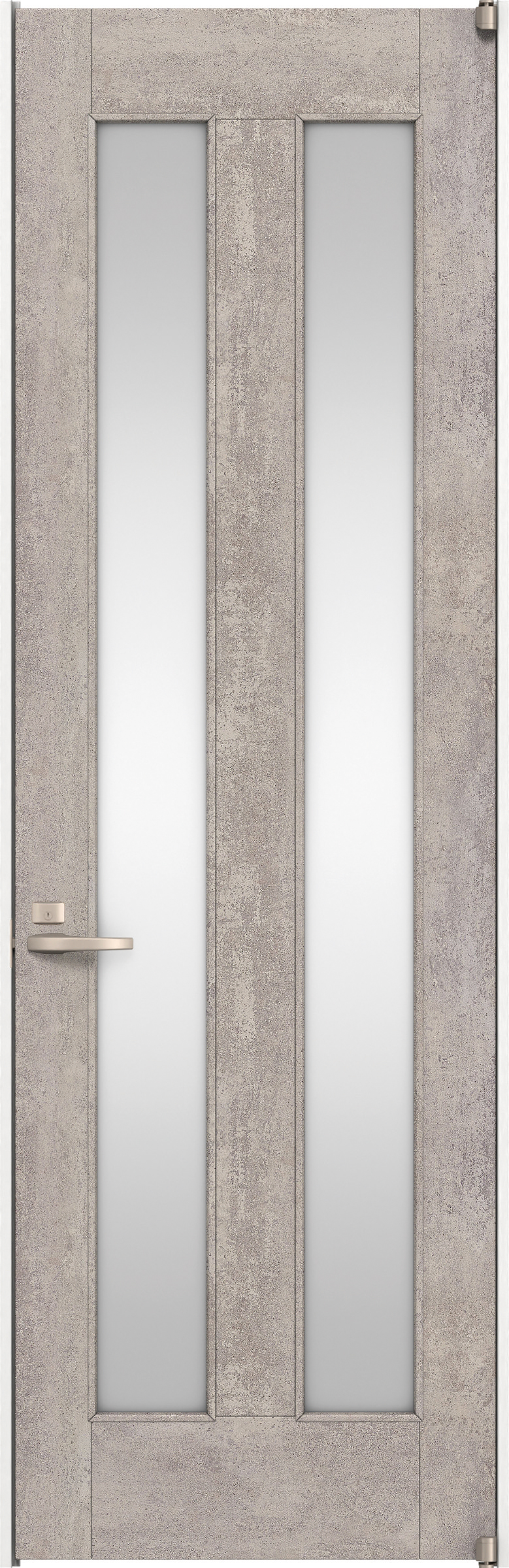 リビングドア　イエリア　二方枠ドア　扉セット　０６デザイン　８５０幅　２４００高　〈コンクリートグレー柄〉　右開き　錠付　間仕切錠　ピボット丁番