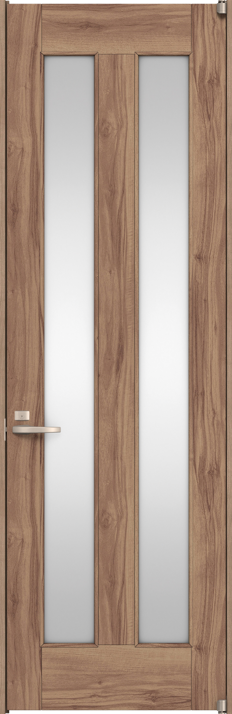 リビングドア　イエリア　二方枠ドア　扉セット　０６デザイン　８５０幅　２４００高　〈バームブラウン柄〉　右開き　錠付　間仕切錠　ピボット丁番