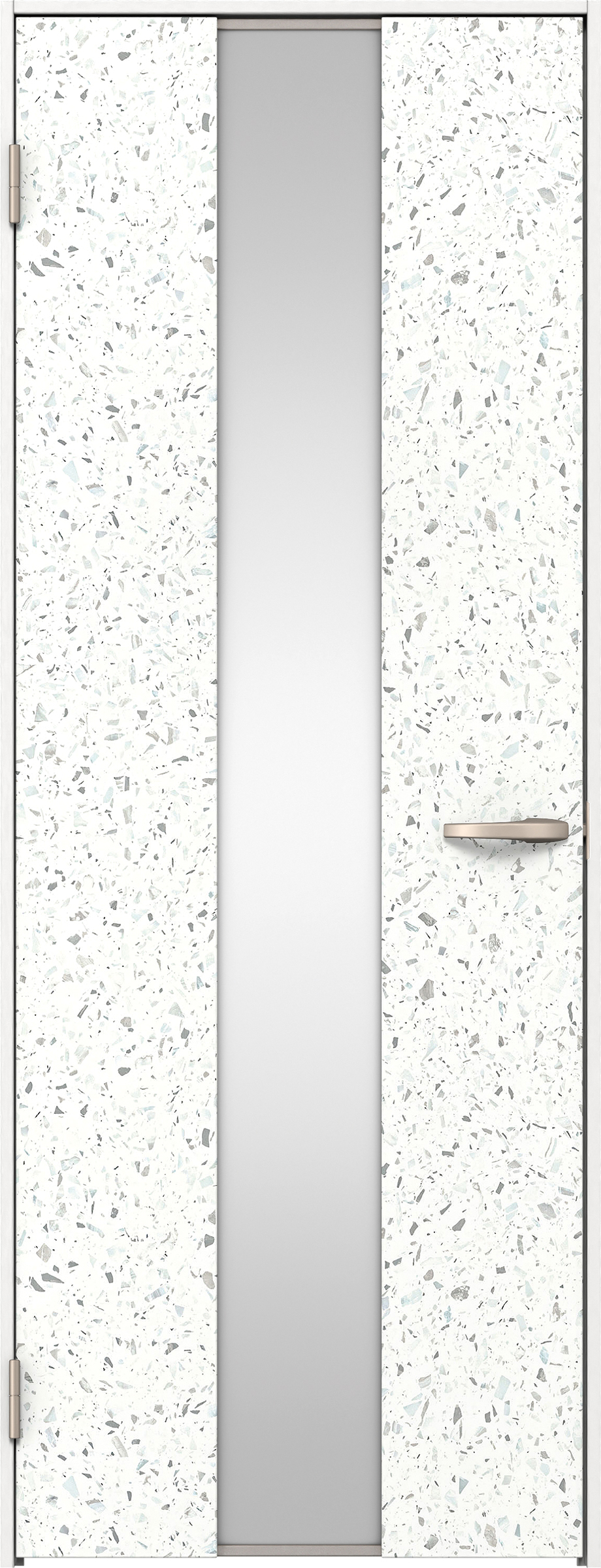 リビングドア　イエリア　片開きドア　扉セット　Ｇ５デザイン　８５０幅　２０００高　〈テラゾホワイト柄〉　左開き　空錠　Ｎスタンダード丁番