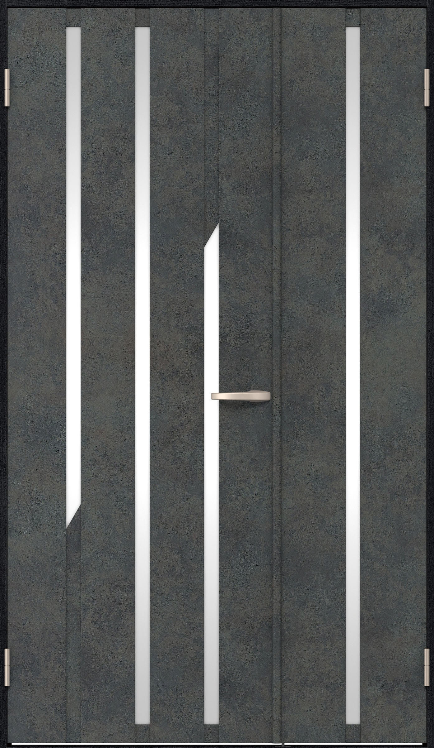 リビングドア　イエリア　親子ドア　扉セット　Ｅ３デザイン　１１８３幅　２０００高　〈アイアンブラック柄〉　左開き　空錠　Ｎスタンダード丁番