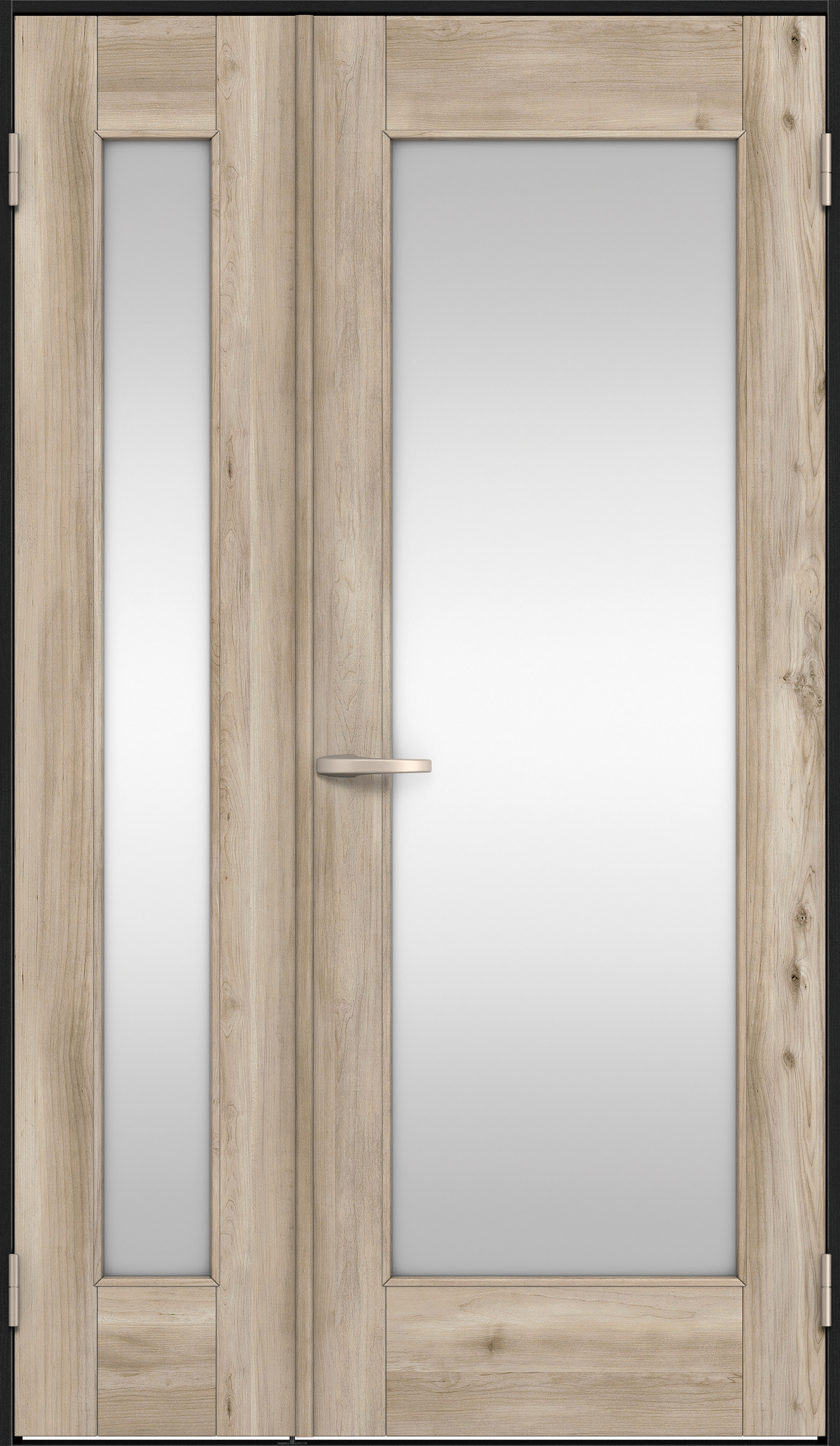 リビングドア　イエリア　親子ドア　扉セット　２１デザイン　１１８３幅　２０００高　〈スモークグレー柄〉　右開き　空錠　Ｎスタンダード丁番