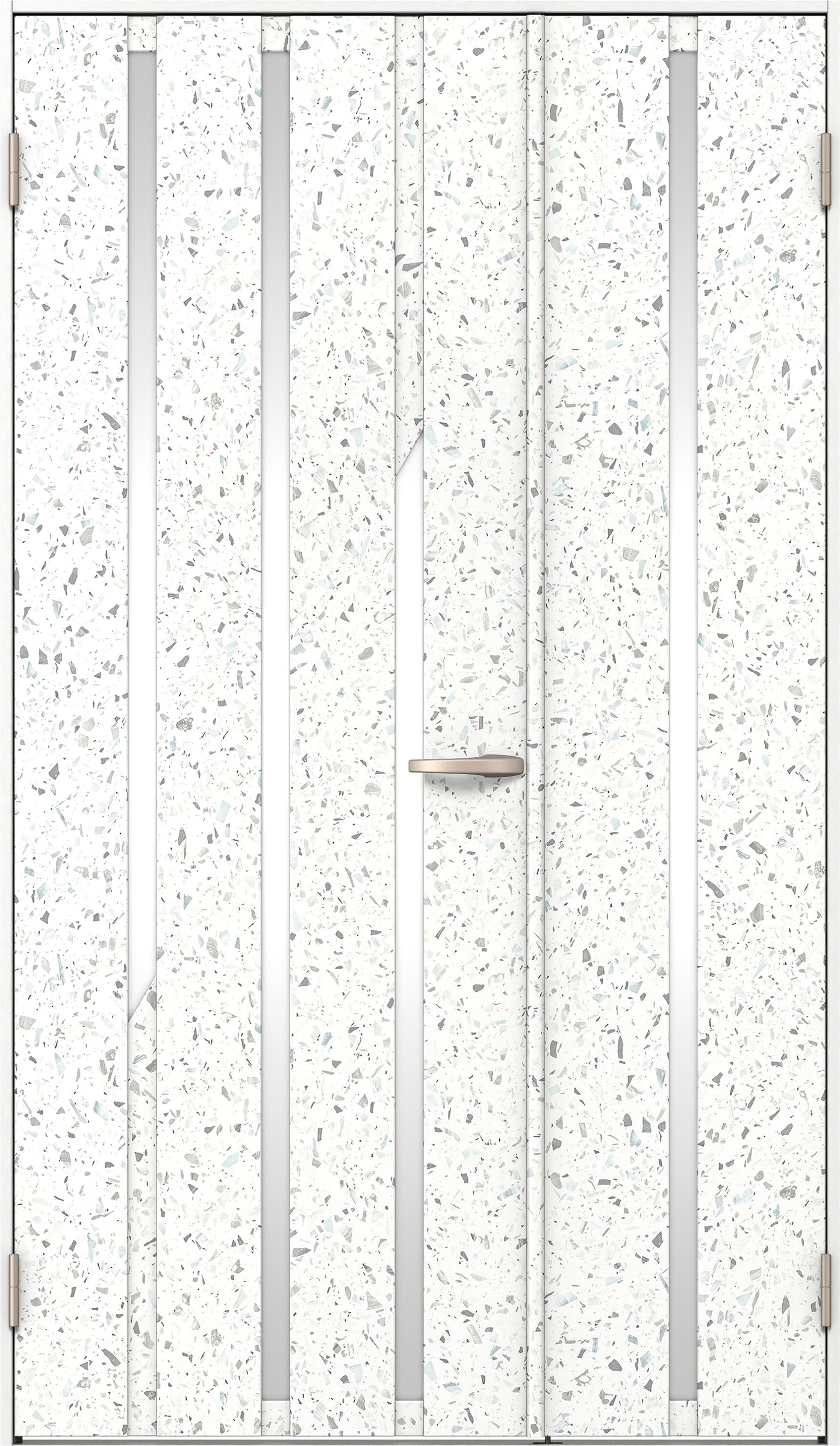 リビングドア　イエリア　親子ドア　扉セット　Ｅ３デザイン　１１８３幅　２０００高　〈テラゾホワイト柄〉　左開き　空錠　Ｎスタンダード丁番