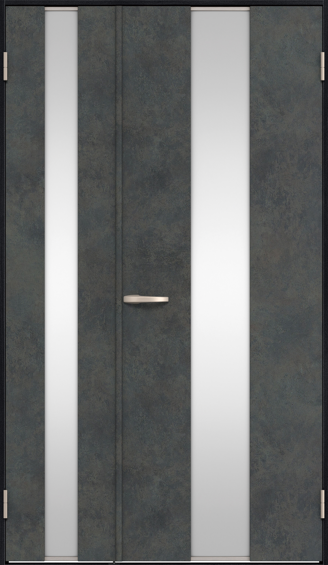 リビングドア　イエリア　親子ドア　扉セット　Ｇ５デザイン　１１８３幅　２０００高　〈アイアンブラック柄〉　右開き　空錠　Ｎスタンダード丁番