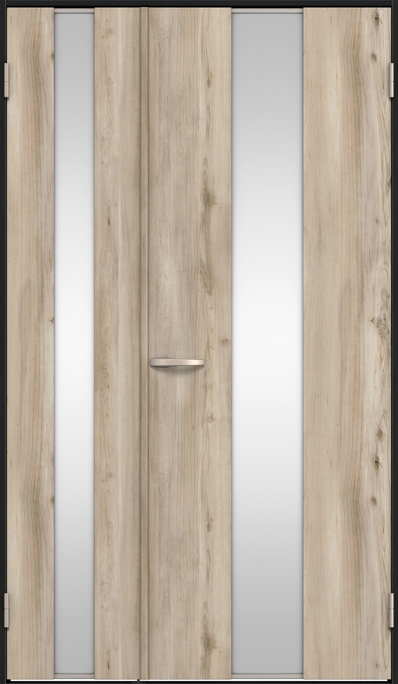 リビングドア　イエリア　親子ドア　扉セット　Ｇ５デザイン　１１８３幅　２０００高　〈スモークグレー柄〉　右開き　空錠　Ｎスタンダード丁番