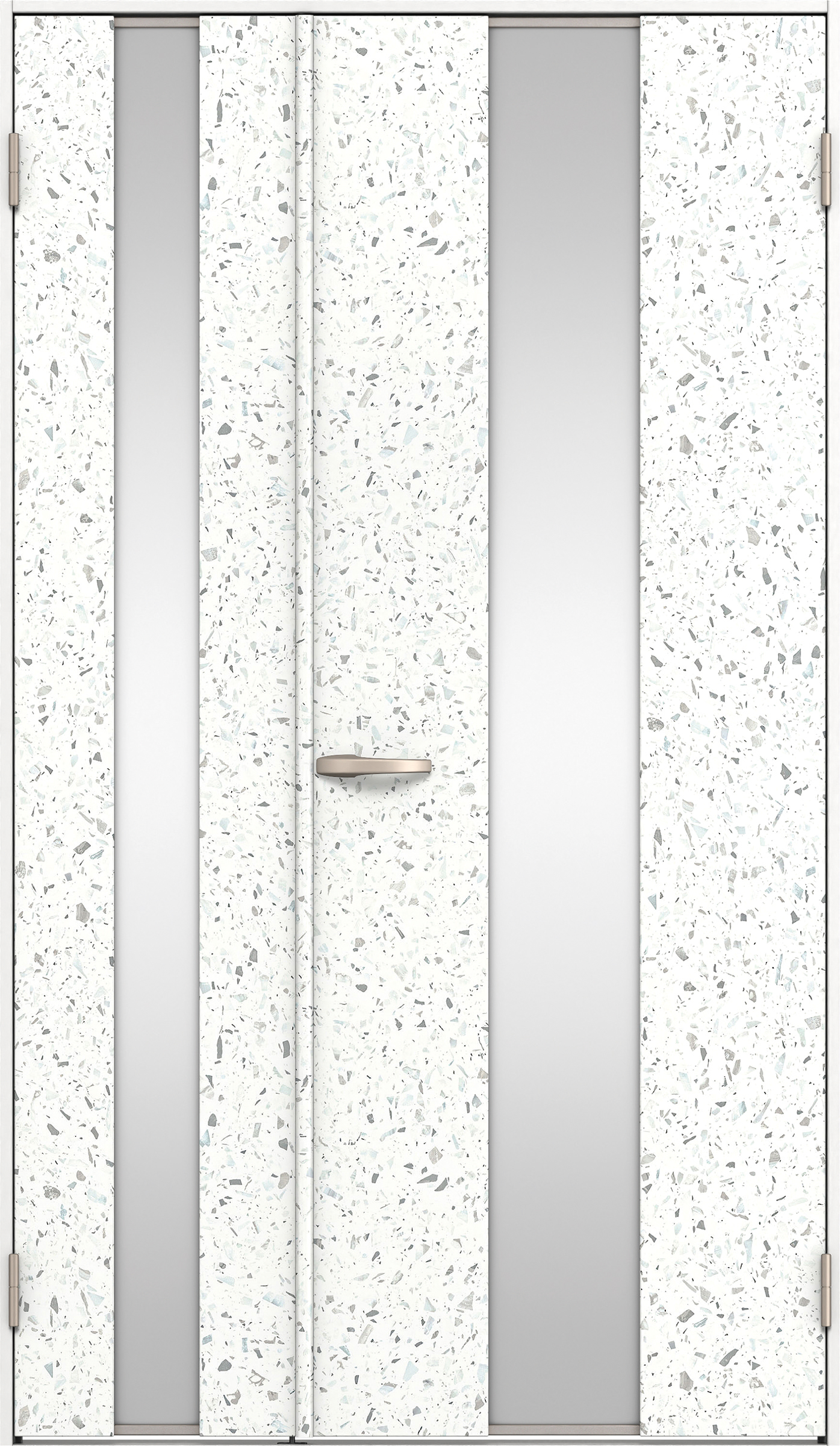 リビングドア　イエリア　親子ドア　扉セット　Ｇ５デザイン　１１８３幅　２０００高　〈テラゾホワイト柄〉　右開き　空錠　Ｎスタンダード丁番