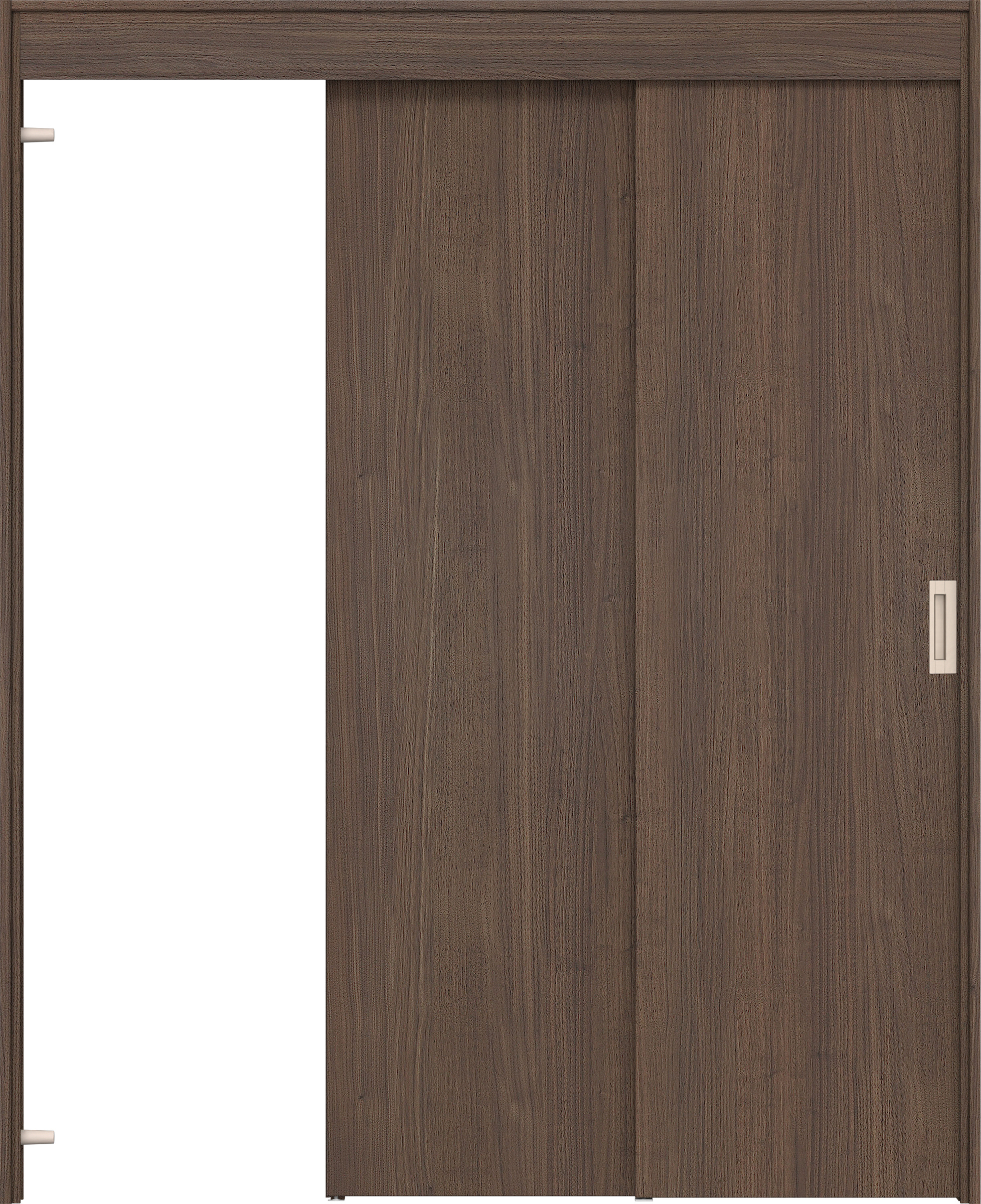 リビングドア　イエリア　機能ドア　２枚連動吊戸　扉セット　００デザイン　１６４５幅用　２０００高　〈ダルブラウン柄〉　左引　錠なし