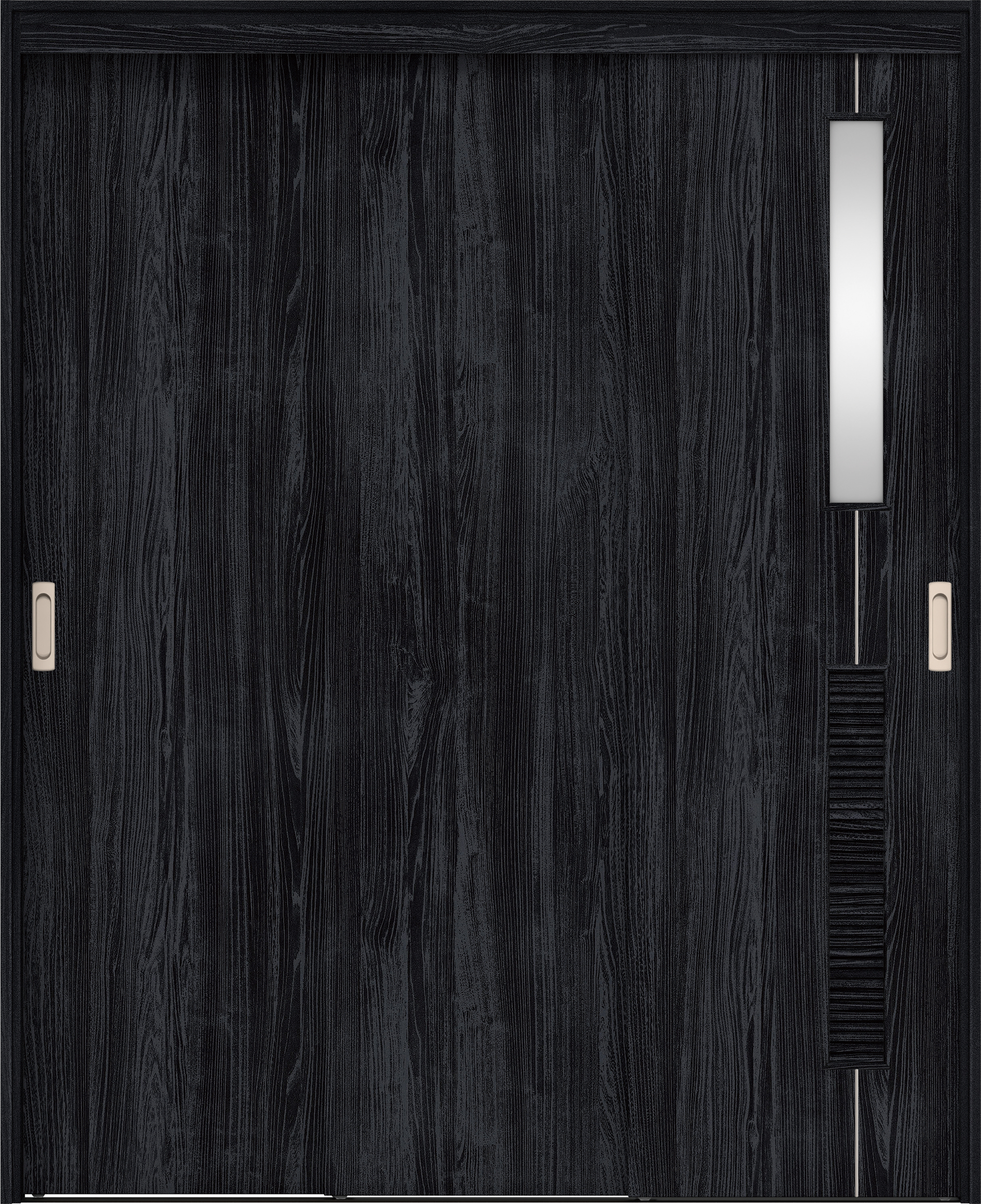 リビングドア　イエリア　機能ドア　３枚連動引戸　扉セット　Ｄ６デザイン　１６４５幅用　２０００高　〈モスブラック柄〉　左右兼用　錠なし