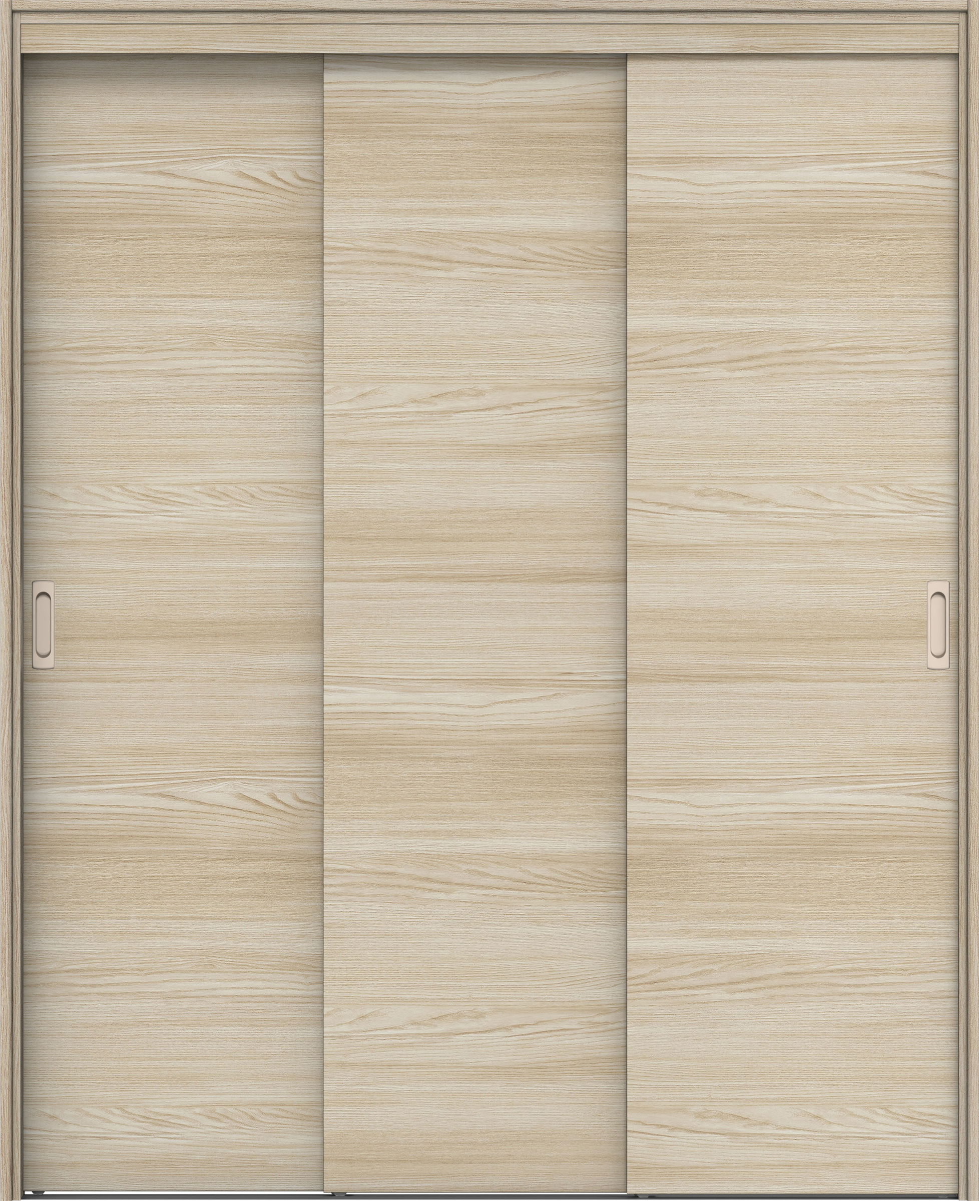 リビングドア　イエリア　機能ドア　３枚連動引戸　扉セット　Ｕ０デザイン　１４５０幅用　２０００高　〈ソフトグレージュ柄〉　左右兼用　錠なし