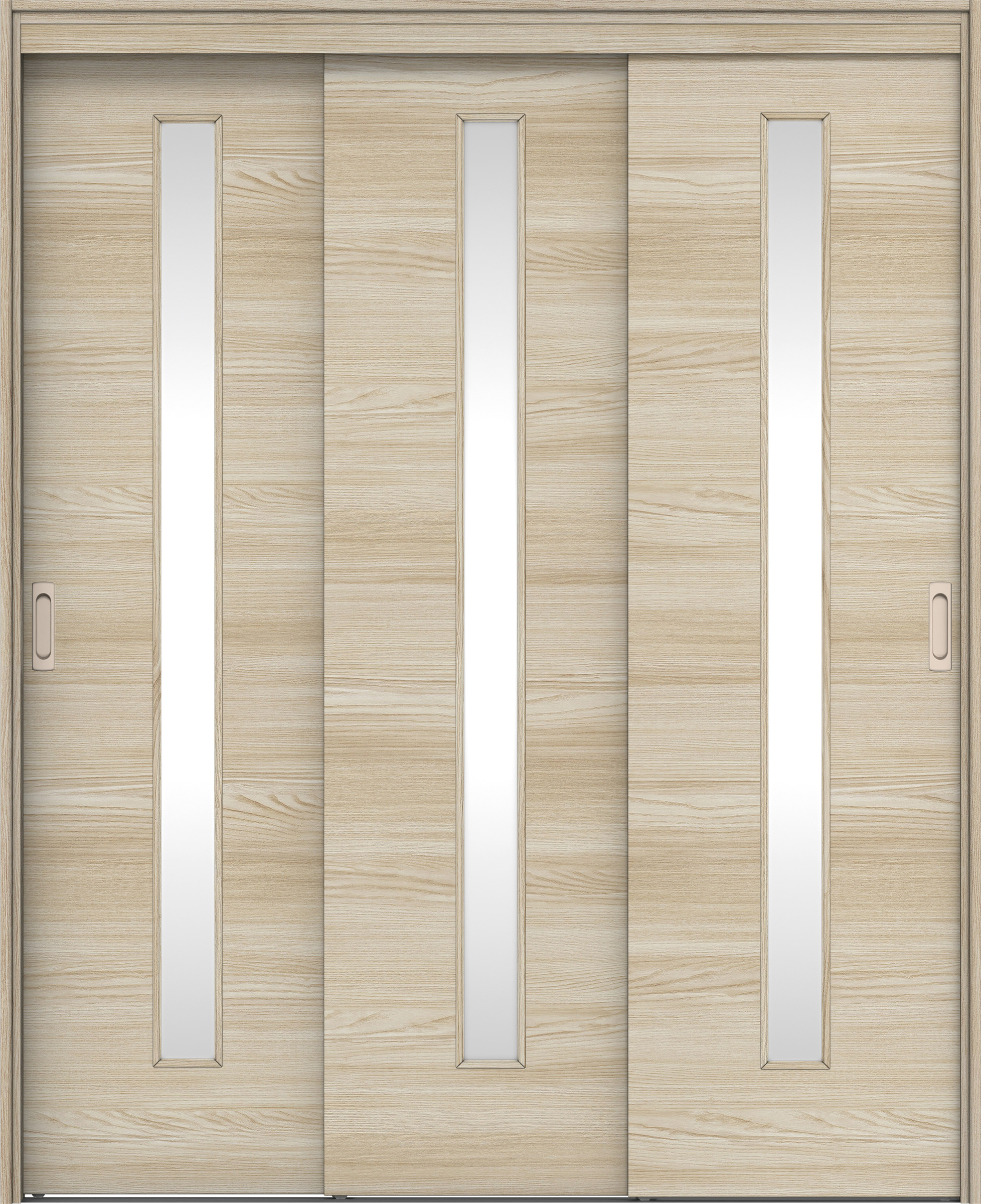 リビングドア　イエリア　機能ドア　３枚連動引戸　扉セット　Ｕ８デザイン　１６４５幅用　２０００高　〈ソフトグレージュ柄〉　左右兼用　錠なし