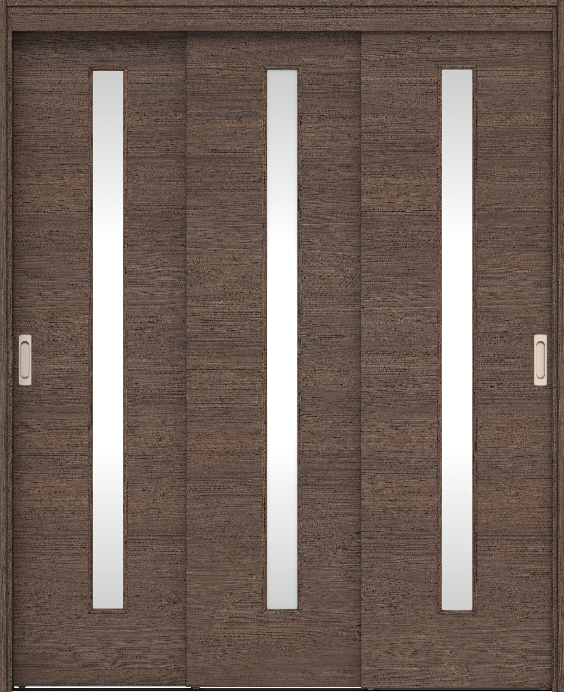 リビングドア　イエリア　機能ドア　３枚連動引戸　扉セット　Ｕ８デザイン　１６４５幅用　２０００高　〈ダルブラウン柄〉　左右兼用　錠なし