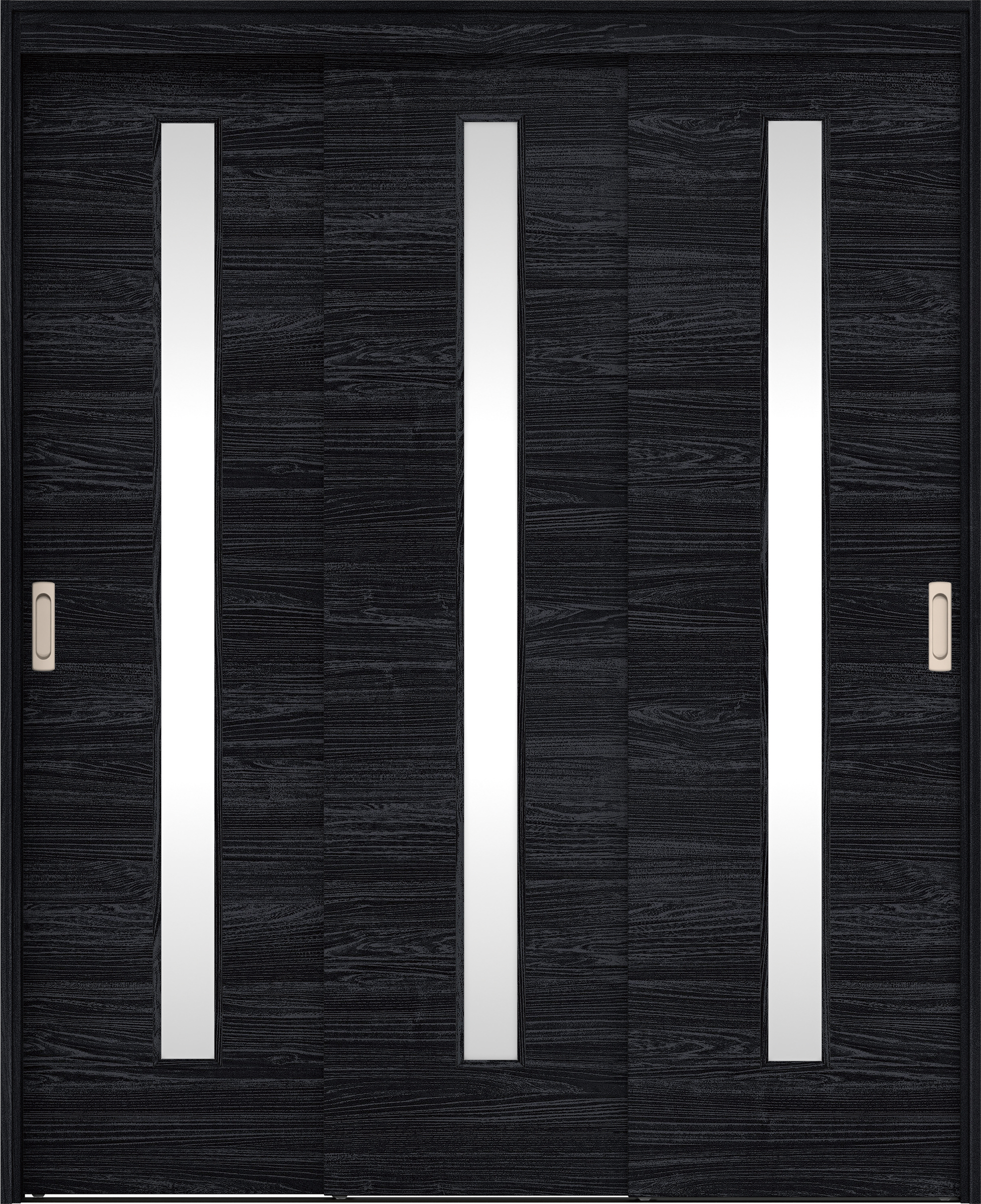 リビングドア　イエリア　機能ドア　３枚連動引戸　扉セット　Ｕ８デザイン　１６４５幅用　２０００高　〈モスブラック柄〉　左右兼用　錠なし