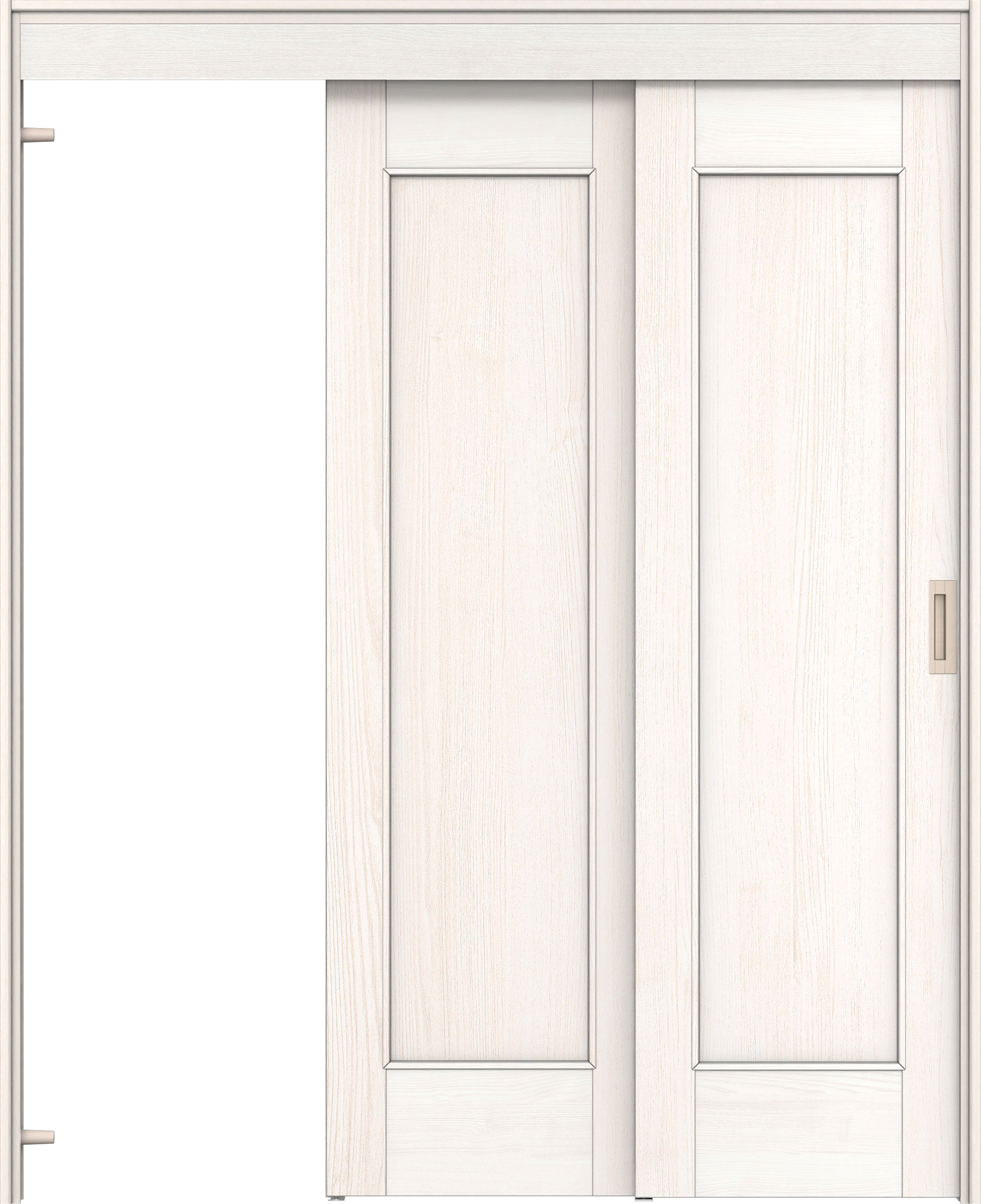 リビングドア　イエリア　機能ドア　２枚連動吊戸　扉セット　０１デザイン　１４５０幅用　２０００高　〈ネオホワイト柄〉　左引　錠なし