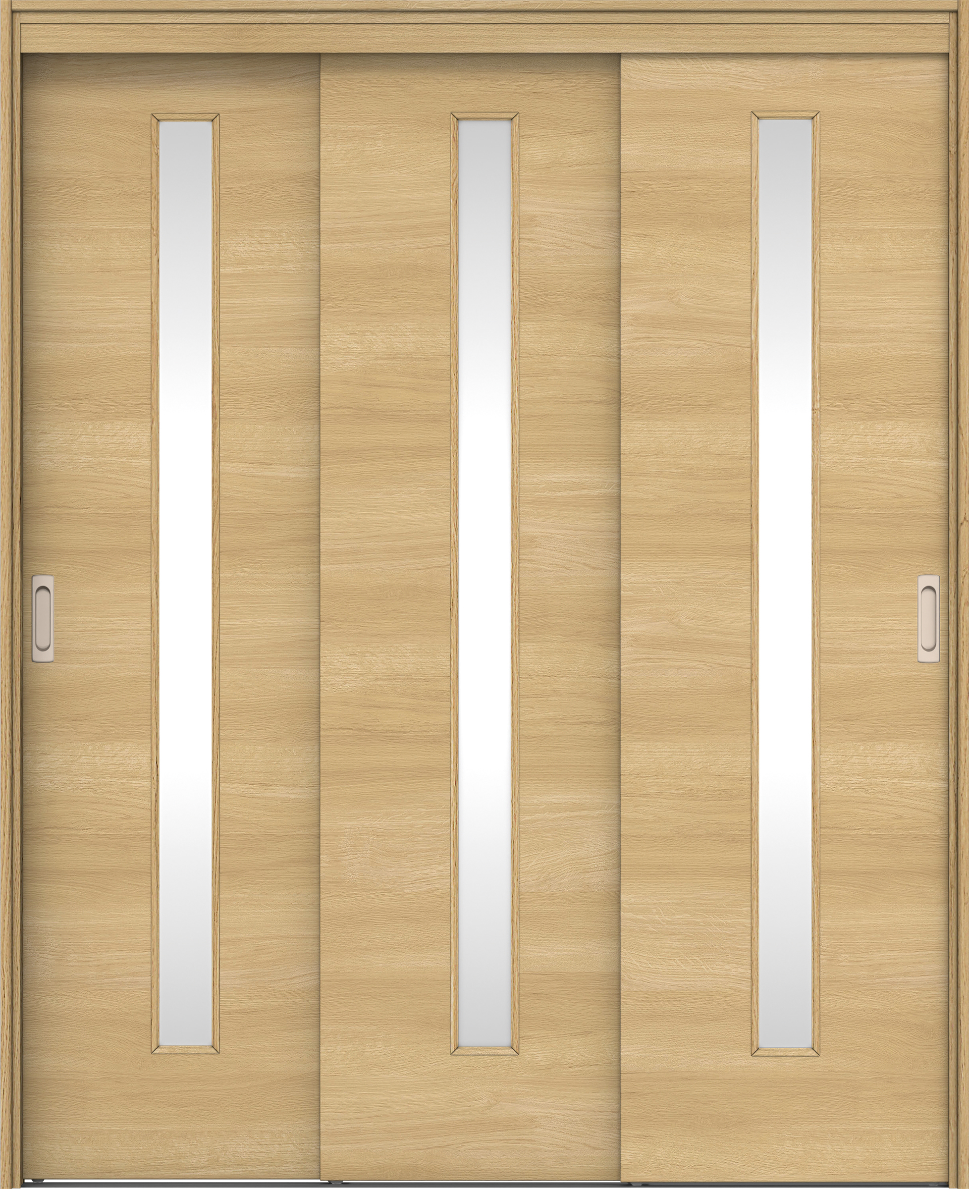 リビングドア　イエリア　機能ドア　３枚連動引戸　扉セット　Ｕ８デザイン　１６４５幅用　２０００高　〈ライトオーカー柄〉　左右兼用　錠なし