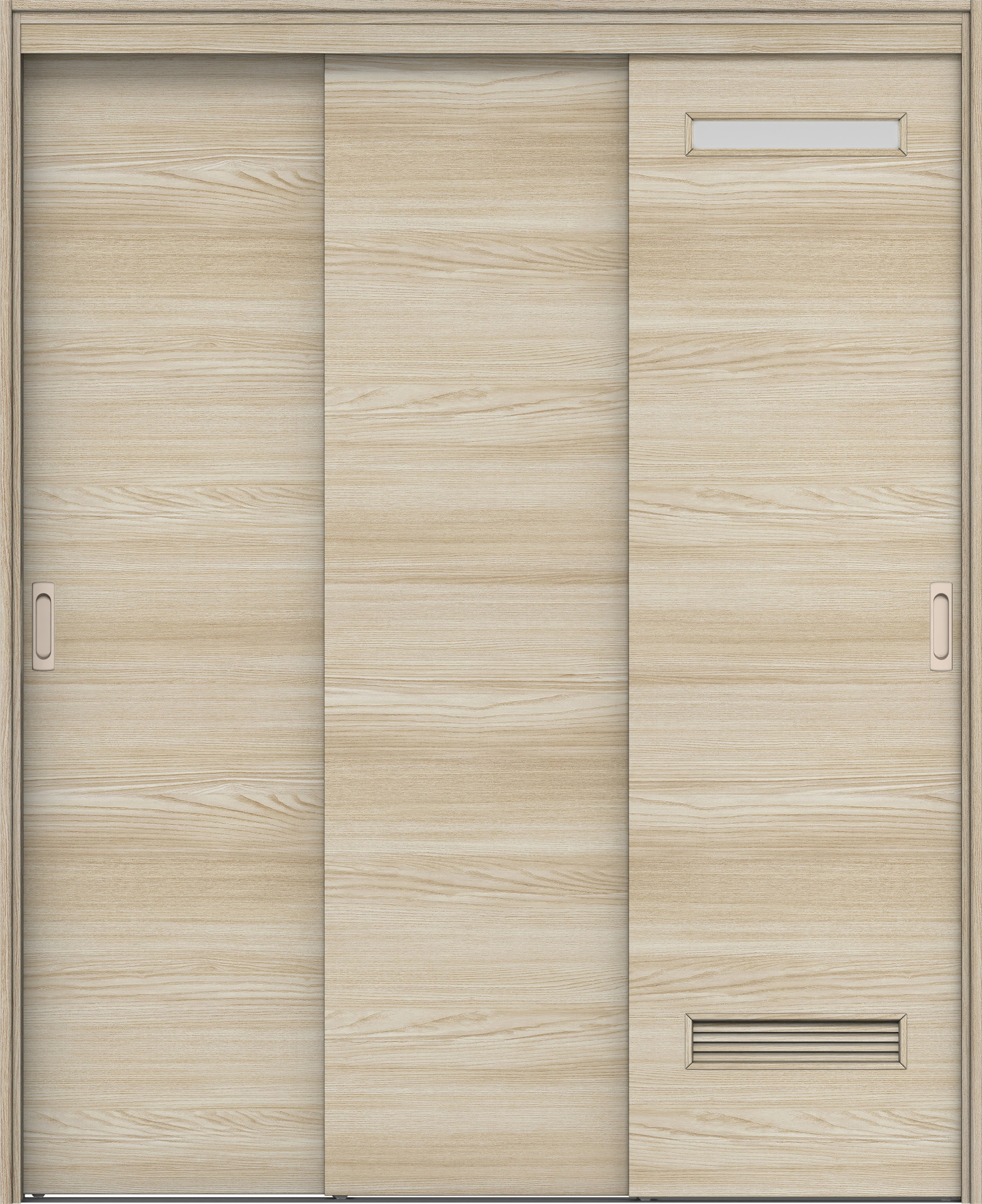 リビングドア　イエリア　機能ドア　３枚連動引戸　扉セット　Ｙ８デザイン　１６４５幅用　２０００高　〈ソフトグレージュ柄〉　左右兼用　錠なし