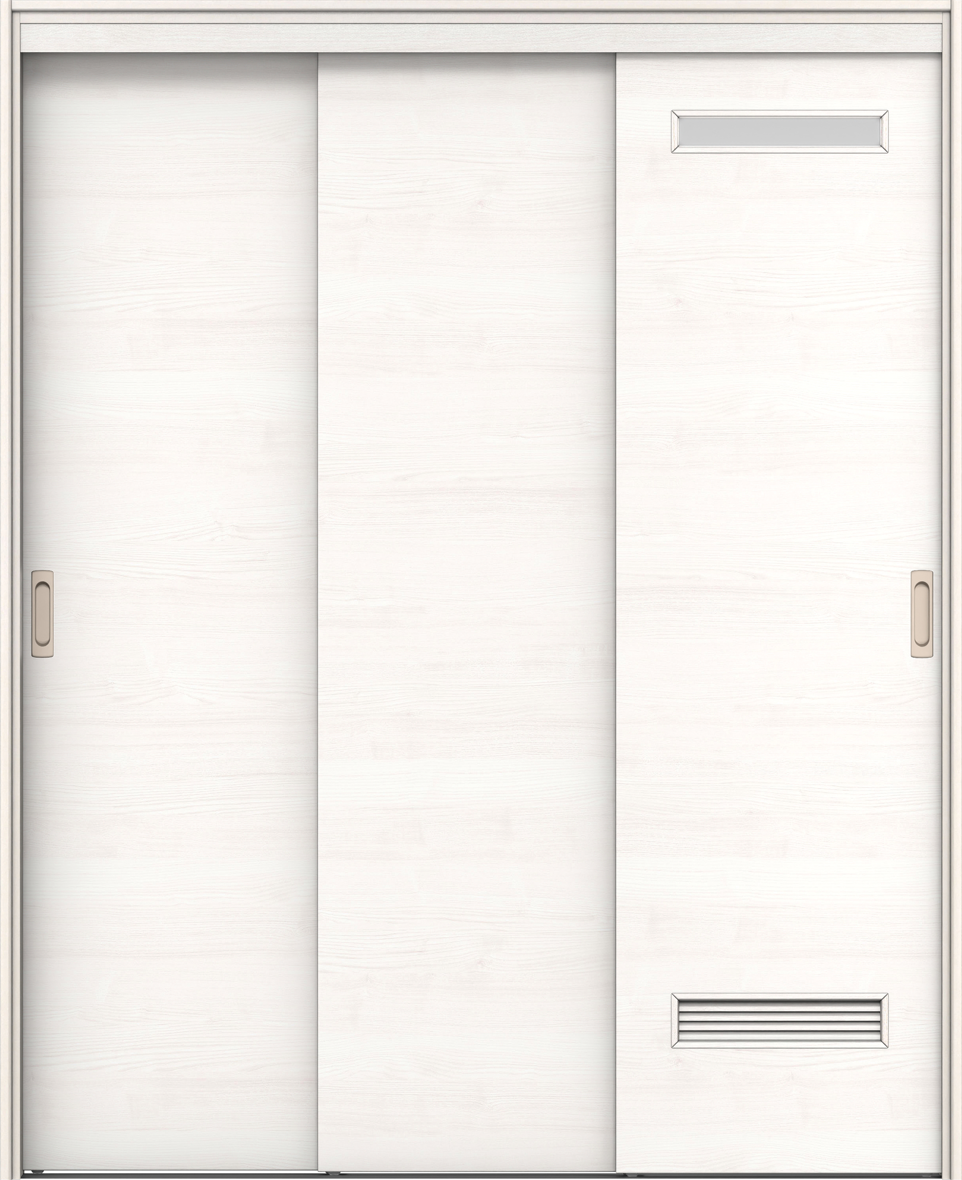 リビングドア　イエリア　機能ドア　３枚連動引戸　扉セット　Ｙ８デザイン　１６４５幅用　２０００高　〈ネオホワイト柄〉　左右兼用　錠なし