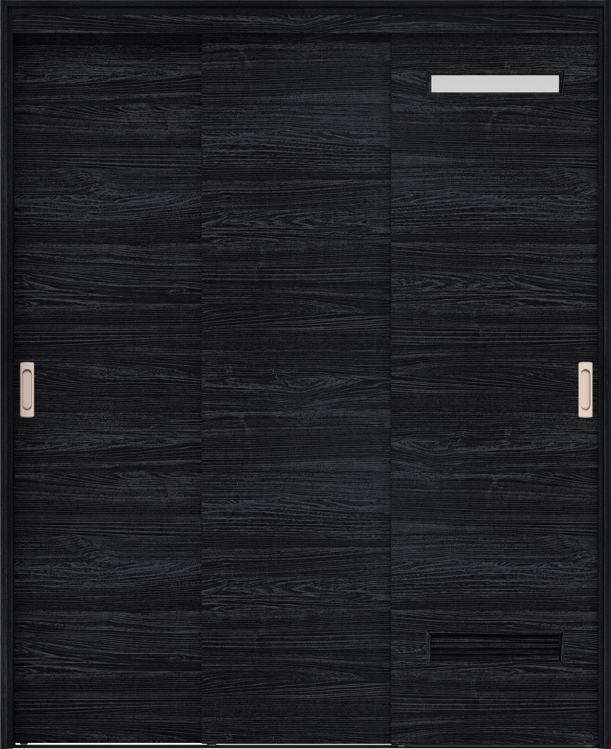 リビングドア　イエリア　機能ドア　３枚連動引戸　扉セット　Ｙ８デザイン　１６４５幅用　２０００高　〈モスブラック柄〉　左右兼用　錠なし