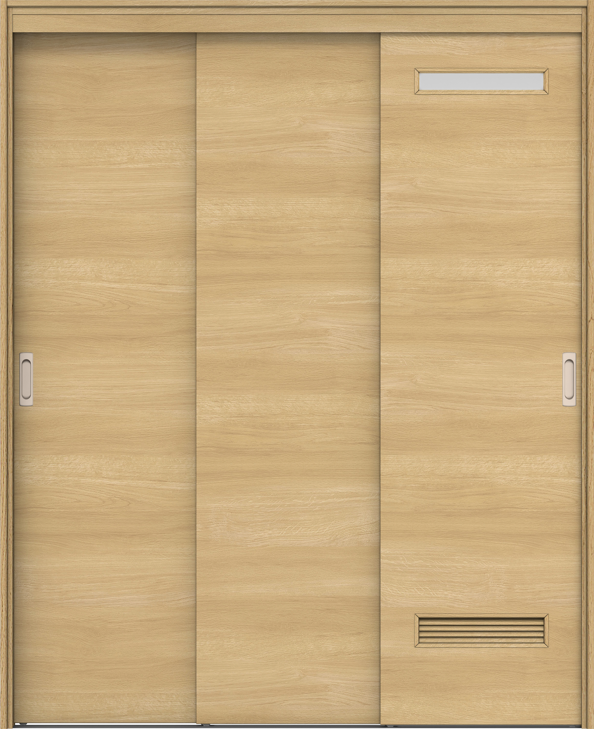 リビングドア　イエリア　機能ドア　３枚連動引戸　扉セット　Ｙ８デザイン　１６４５幅用　２０００高　〈ライトオーカー柄〉　左右兼用　錠なし