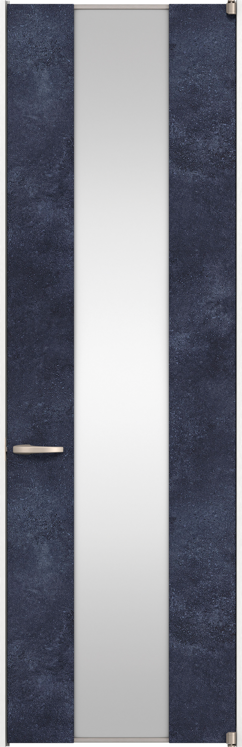 リビングドア　イエリア　二方枠ドア　扉セット　４Ｐデザイン　７３５幅　２４００高　〈コバルトブルー柄〉　右開き　空錠　ピボット丁番