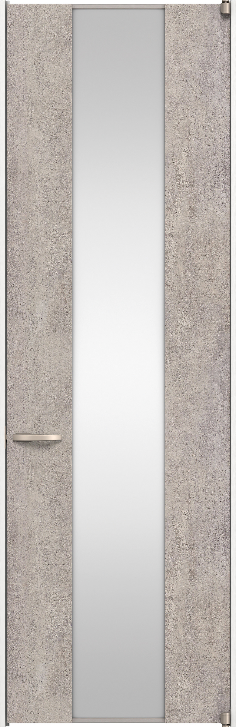 リビングドア　イエリア　二方枠ドア　扉セット　４Ｐデザイン　７３５幅　２４００高　〈コンクリートグレー柄〉　右開き　空錠　ピボット丁番
