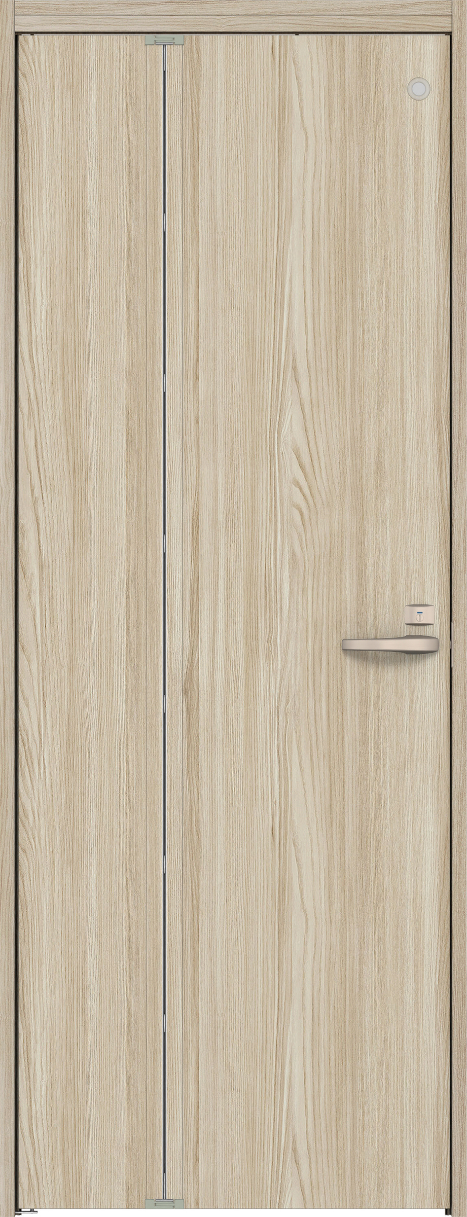 リビングドア　イエリア　機能ドア　折戸ドア　扉セット　００デザイン　７５５幅　２０００高　〈ソフトグレージュ柄〉　左開き　錠付　表示錠　明かり窓付