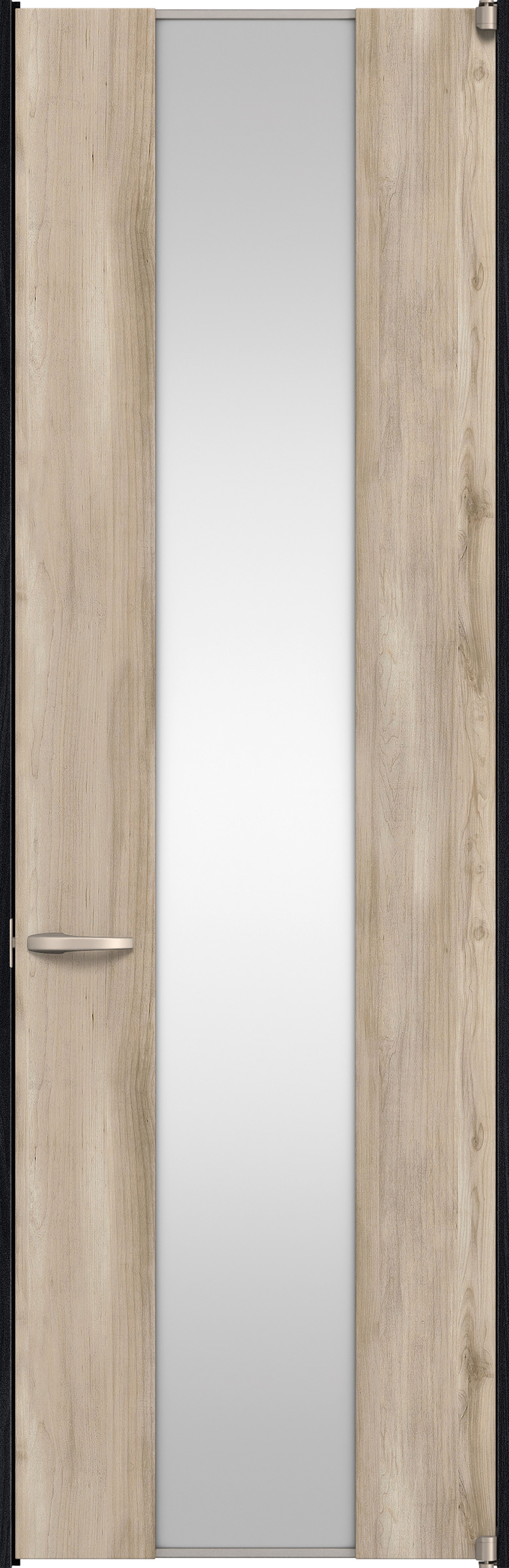 リビングドア　イエリア　二方枠ドア　扉セット　４Ｐデザイン　７３５幅　２４００高　〈スモークグレー柄〉　右開き　空錠　ピボット丁番