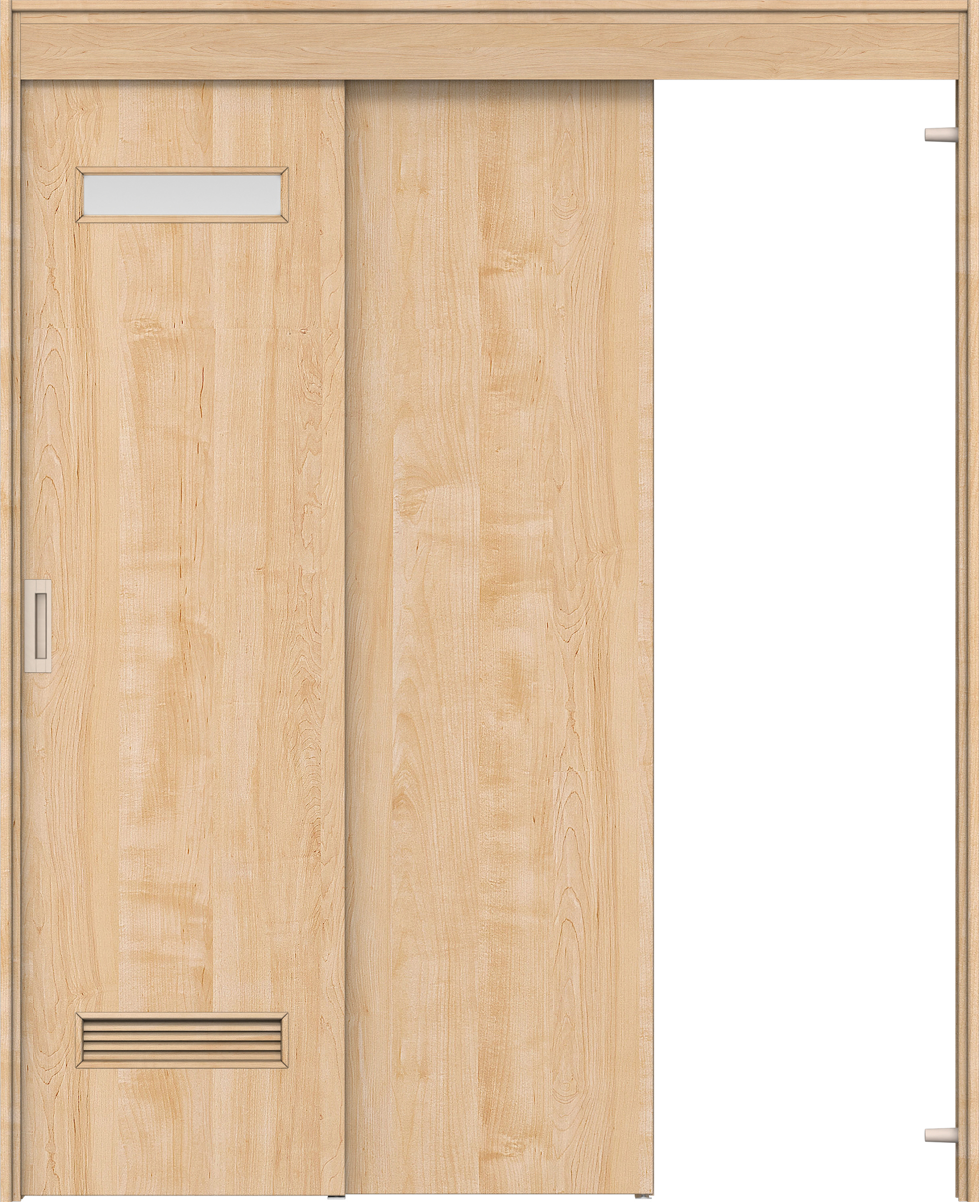 リビングドア　イエリア　機能ドア　２枚連動吊戸　扉セット　０８デザイン　１６４５幅用　２０００高　〈ミルベージュ柄〉　右引　錠なし