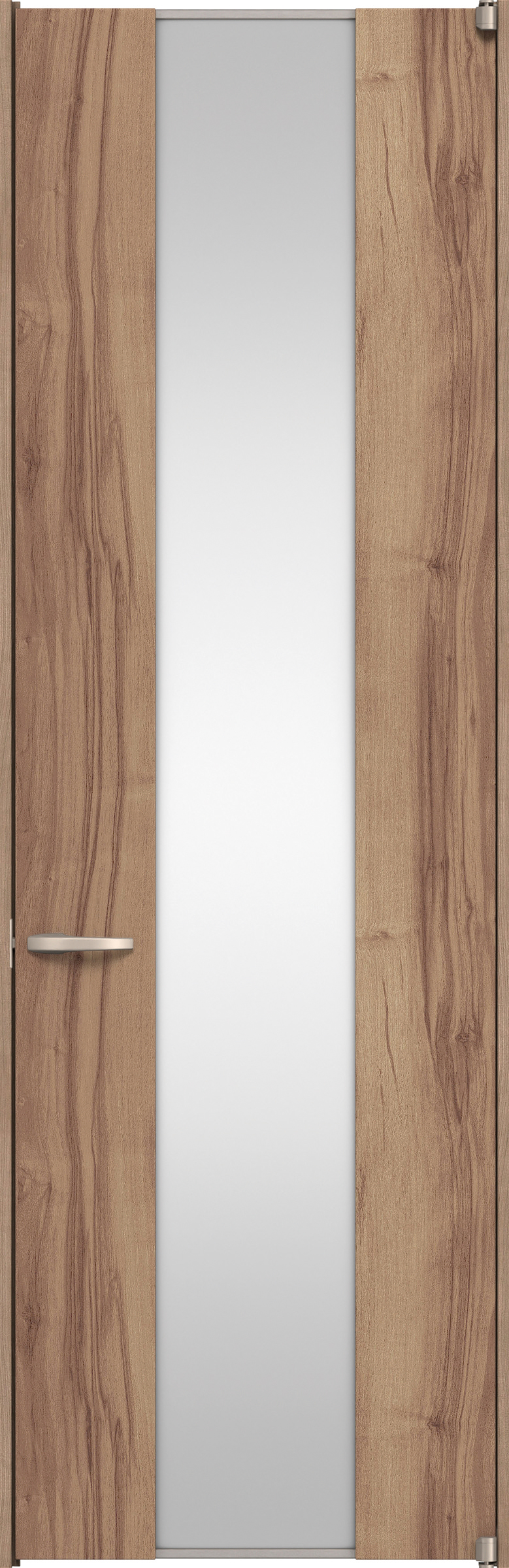 リビングドア　イエリア　二方枠ドア　扉セット　４Ｐデザイン　７３５幅　２４００高　〈バームブラウン柄〉　右開き　空錠　ピボット丁番