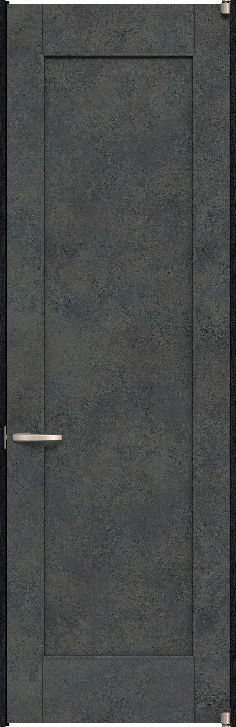 リビングドア　イエリア　二方枠ドア　扉セット　０１デザイン　７８０幅　２４００高　〈アイアンブラック柄〉　右開き　空錠　ピボット丁番