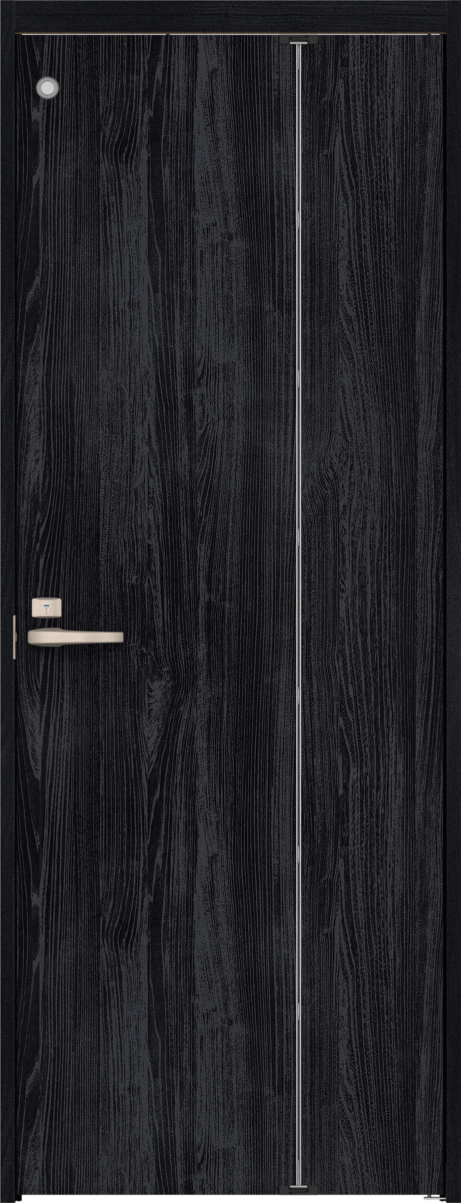 リビングドア　イエリア　機能ドア　折戸ドア　扉セット　００デザイン　７５５幅　２０００高　〈モスブラック柄〉　右開き　錠付　表示錠　明かり窓付