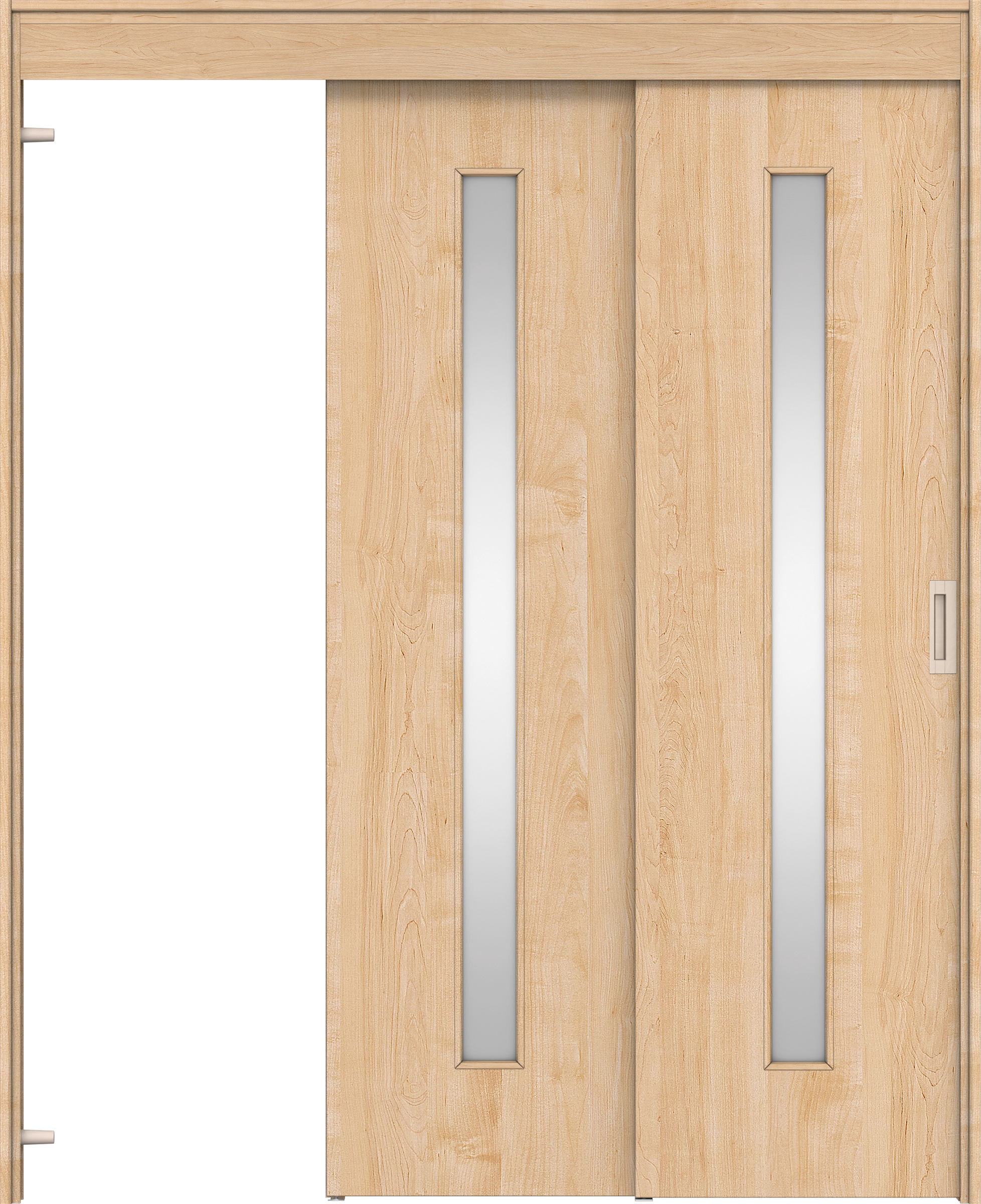 リビングドア　イエリア　機能ドア　２枚連動吊戸　扉セット　Ｃ４デザイン　１４５０幅用　２０００高　〈ミルベージュ柄〉　左引　錠なし