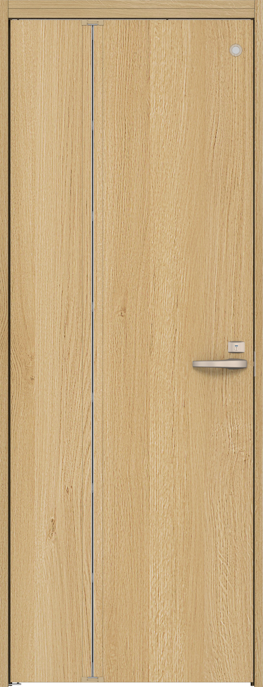 リビングドア　イエリア　機能ドア　折戸ドア　扉セット　００デザイン　７５５幅　２０００高　〈ライトオーカー柄〉　左開き　錠付　表示錠　明かり窓付