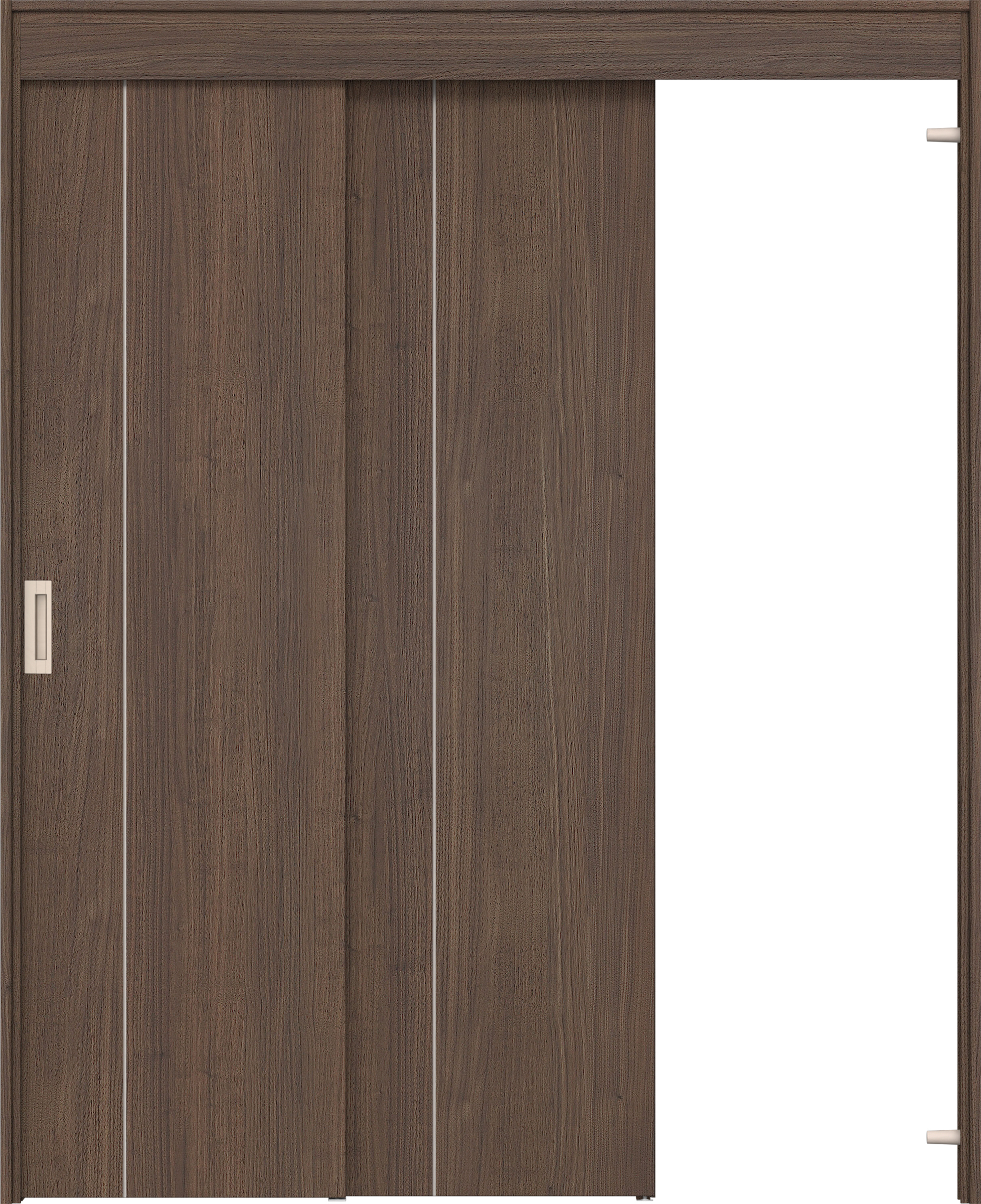 リビングドア　イエリア　機能ドア　２枚連動吊戸　扉セット　Ｄ３デザイン　１６４５幅用　２０００高　〈ダルブラウン柄〉　右引　錠なし