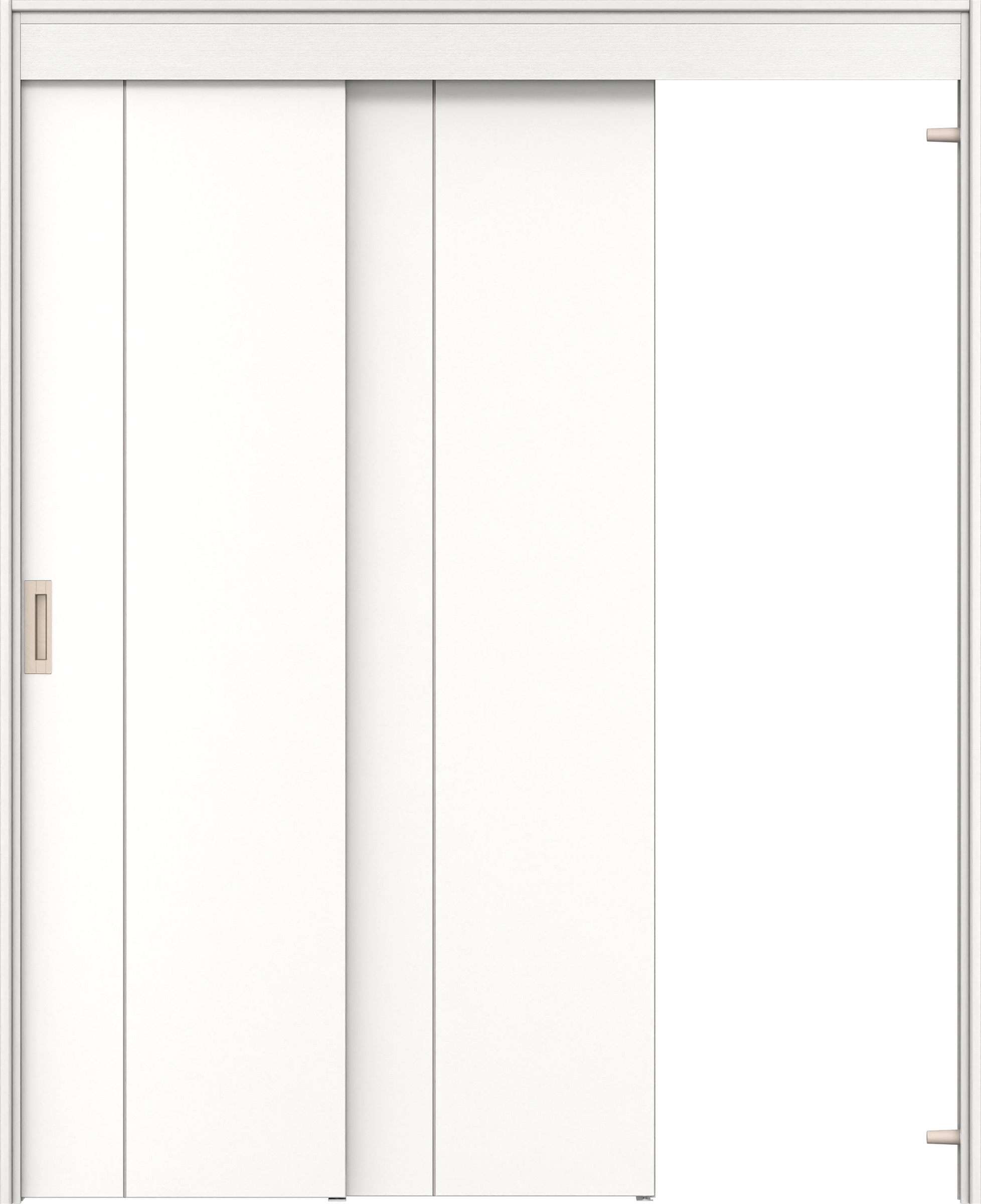 リビングドア　イエリア　機能ドア　２枚連動吊戸　扉セット　Ｄ３デザイン　１６４５幅用　２０００高　〈パウダーホワイト柄〉　右引　錠なし