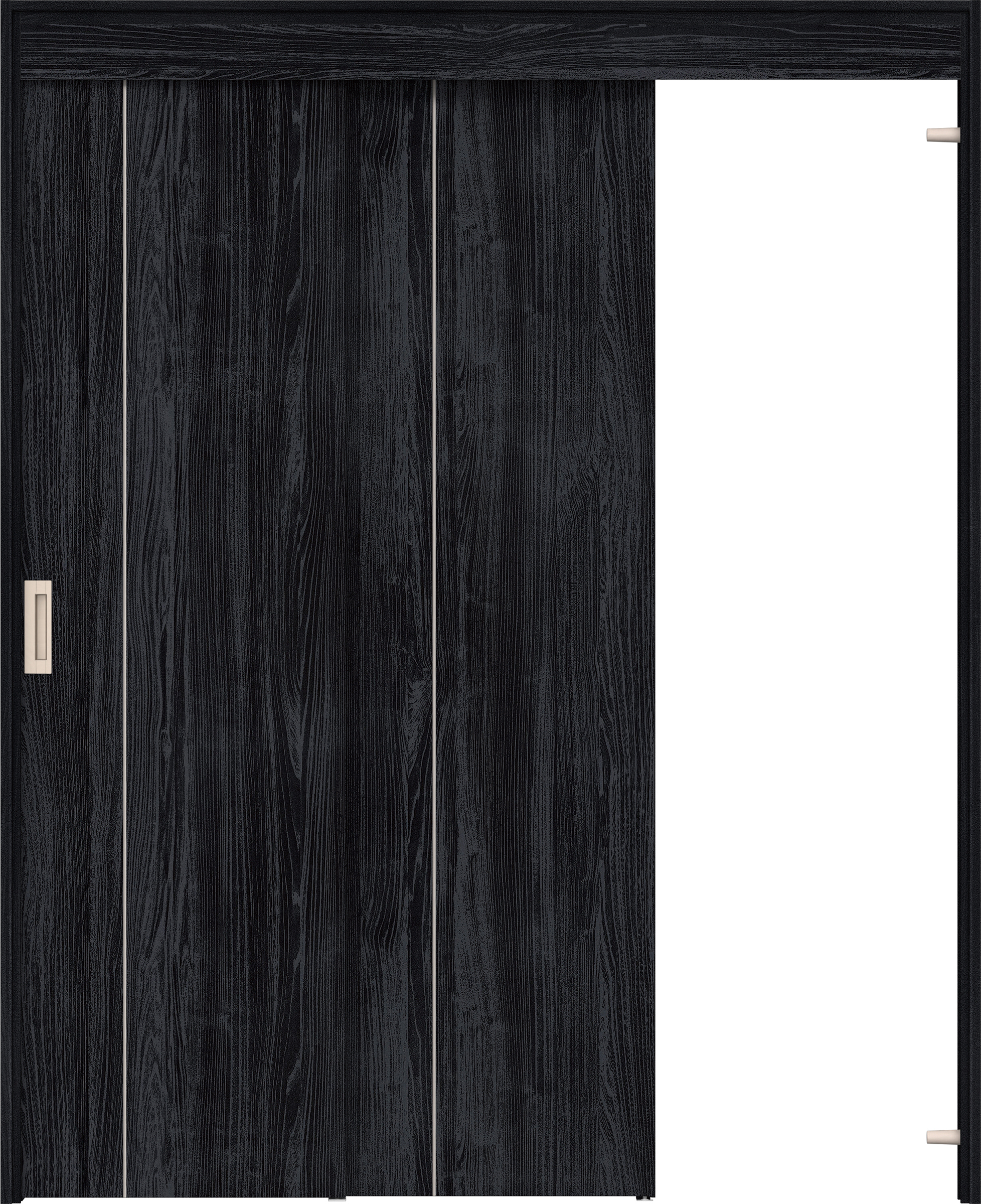 リビングドア　イエリア　機能ドア　２枚連動吊戸　扉セット　Ｄ３デザイン　１６４５幅用　２０００高　〈モスブラック柄〉　右引　錠なし
