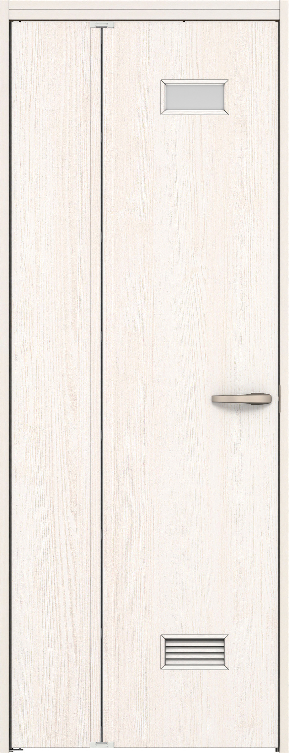 リビングドア　イエリア　機能ドア　折戸ドア　扉セット　０８デザイン　７５５幅　２０００高　〈ネオホワイト柄〉　左開き　錠なし