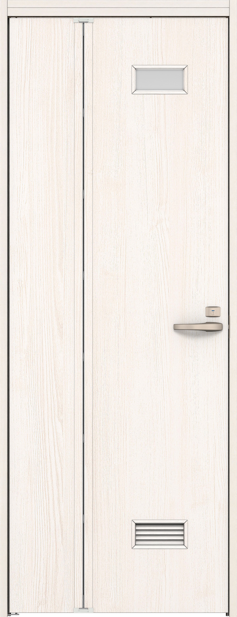 リビングドア　イエリア　機能ドア　折戸ドア　扉セット　０８デザイン　７８０幅　２０００高　〈ネオホワイト柄〉　左開き　錠付　表示錠