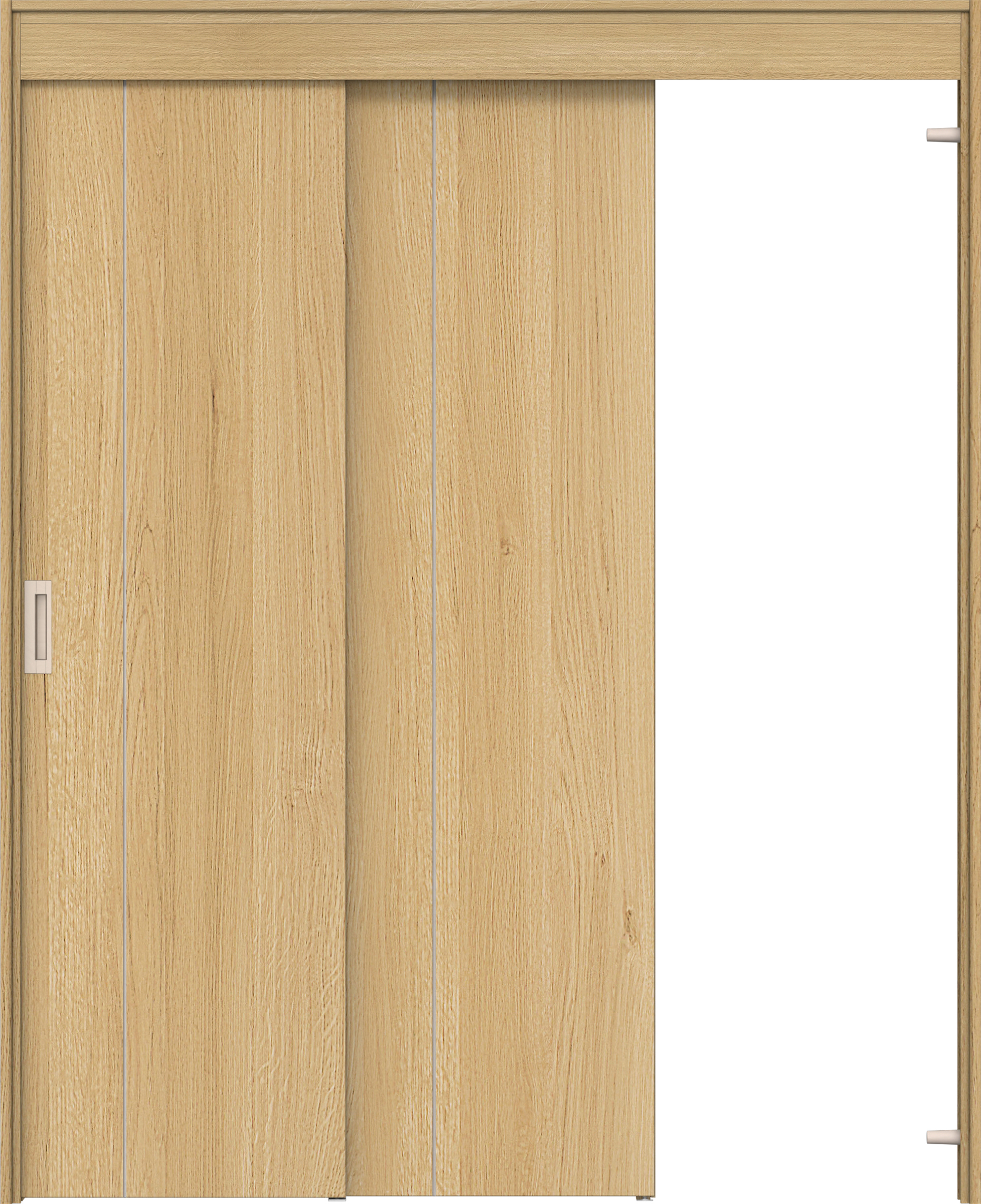 リビングドア　イエリア　機能ドア　２枚連動吊戸　扉セット　Ｄ３デザイン　１６４５幅用　２０００高　〈ライトオーカー柄〉　右引　錠なし