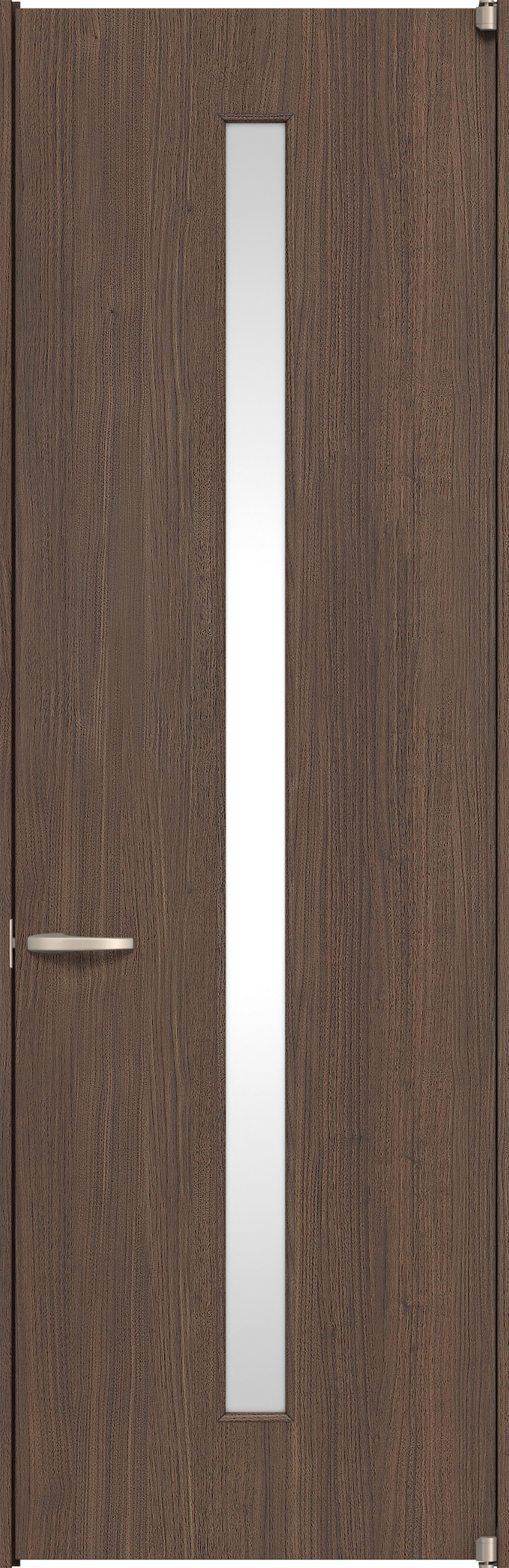 リビングドア　イエリア　二方枠ドア　扉セット　Ｃ４デザイン　８５０幅　２４００高　〈ダルブラウン柄〉　右開き　空錠　ピボット丁番