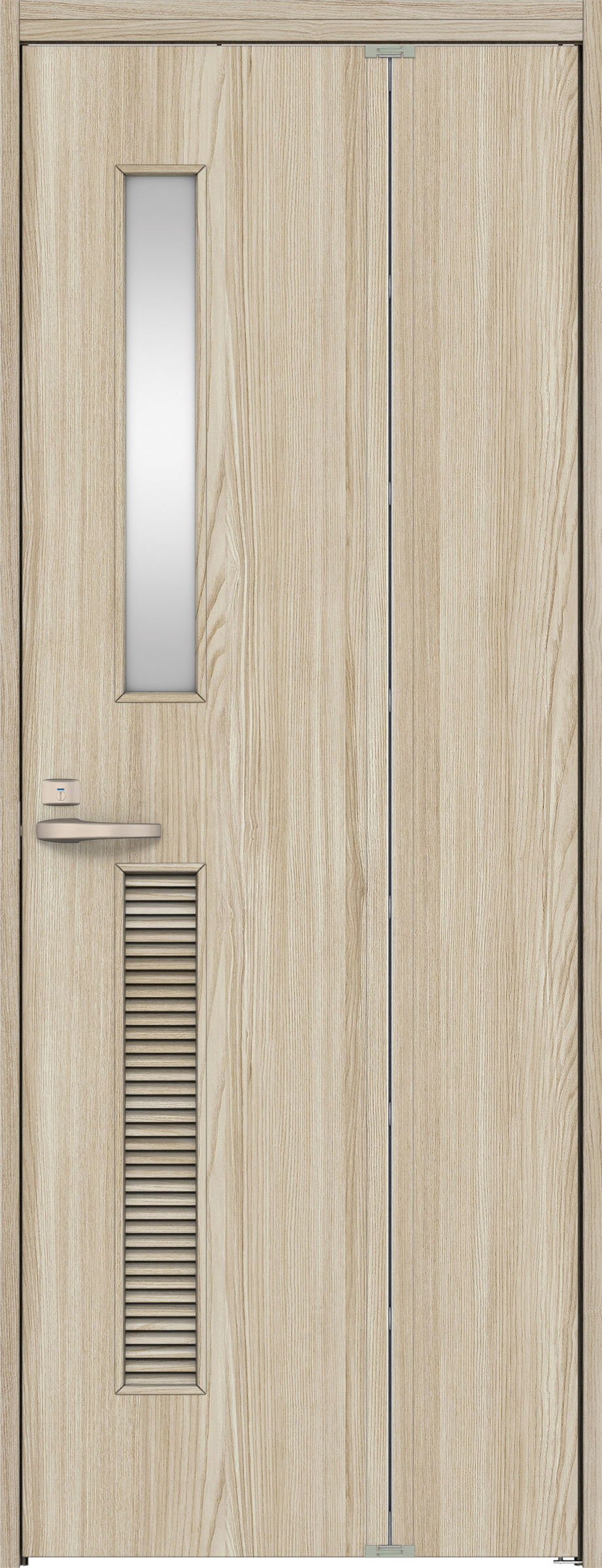 リビングドア　イエリア　機能ドア　折戸ドア　扉セット　Ｃ８デザイン　７３５幅　２０００高　〈ソフトグレージュ柄〉　右開き　錠付　表示錠