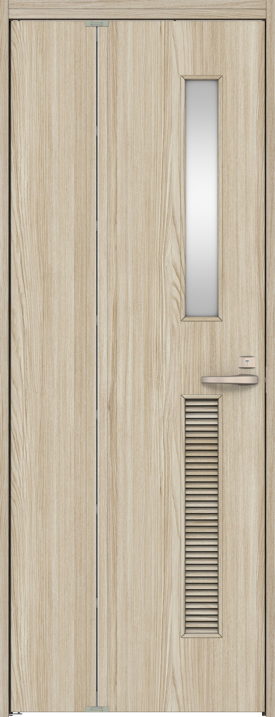 リビングドア　イエリア　機能ドア　折戸ドア　扉セット　Ｃ８デザイン　９３０幅　２０００高　〈ソフトグレージュ柄〉　左開き　錠付　表示錠